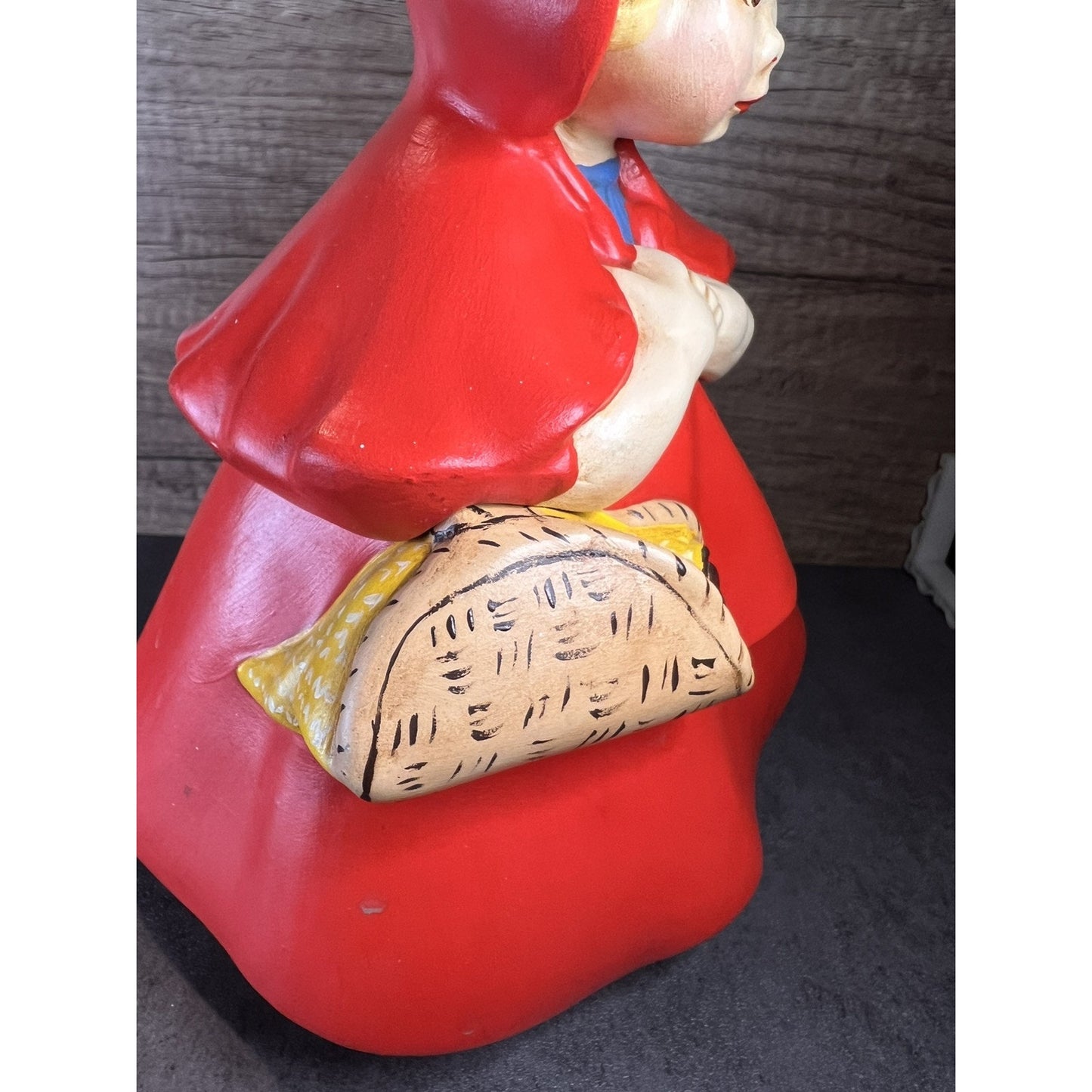 1970 Vtg Little Red Riding Hood Cookie Jar Hand Painted Ceramic Grannycore