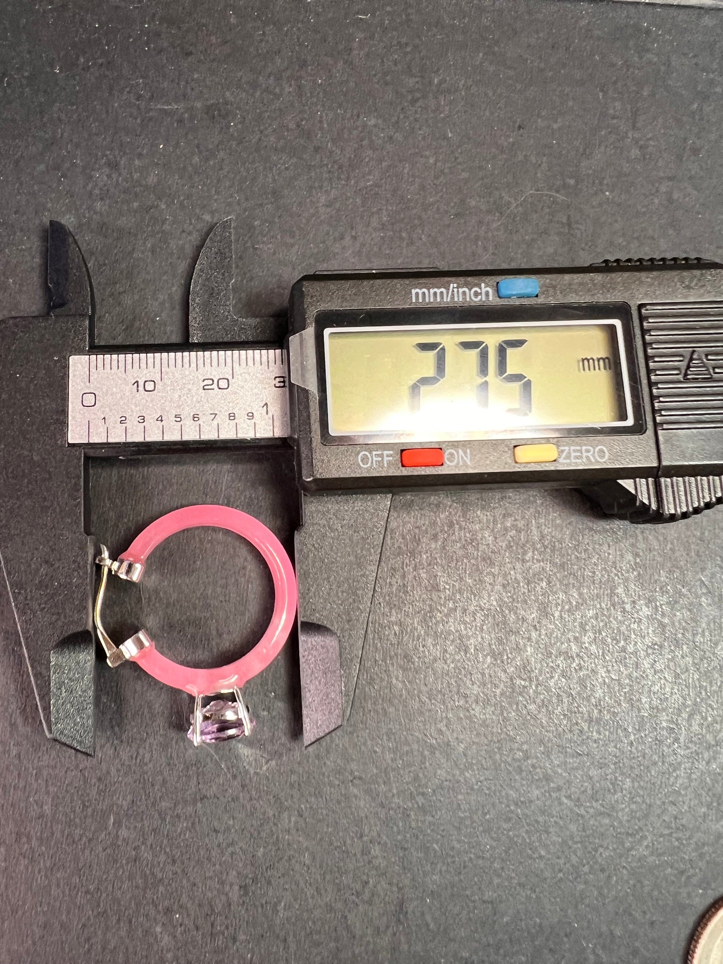 NEW Pink Jade and rose de France amethyst hoop earrings in rhodium over sterling silver