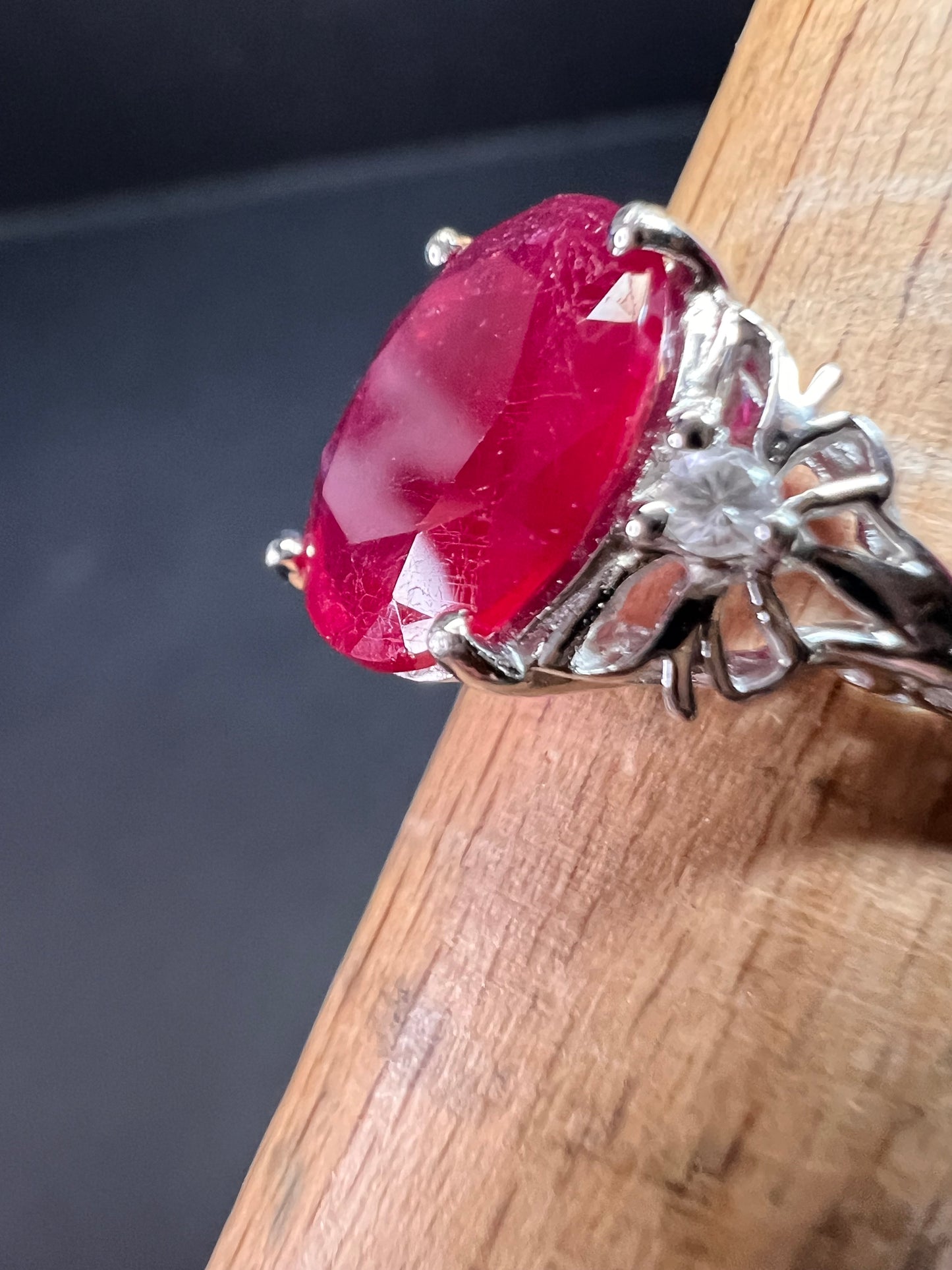Vintage ruby sterling silver ring size 7