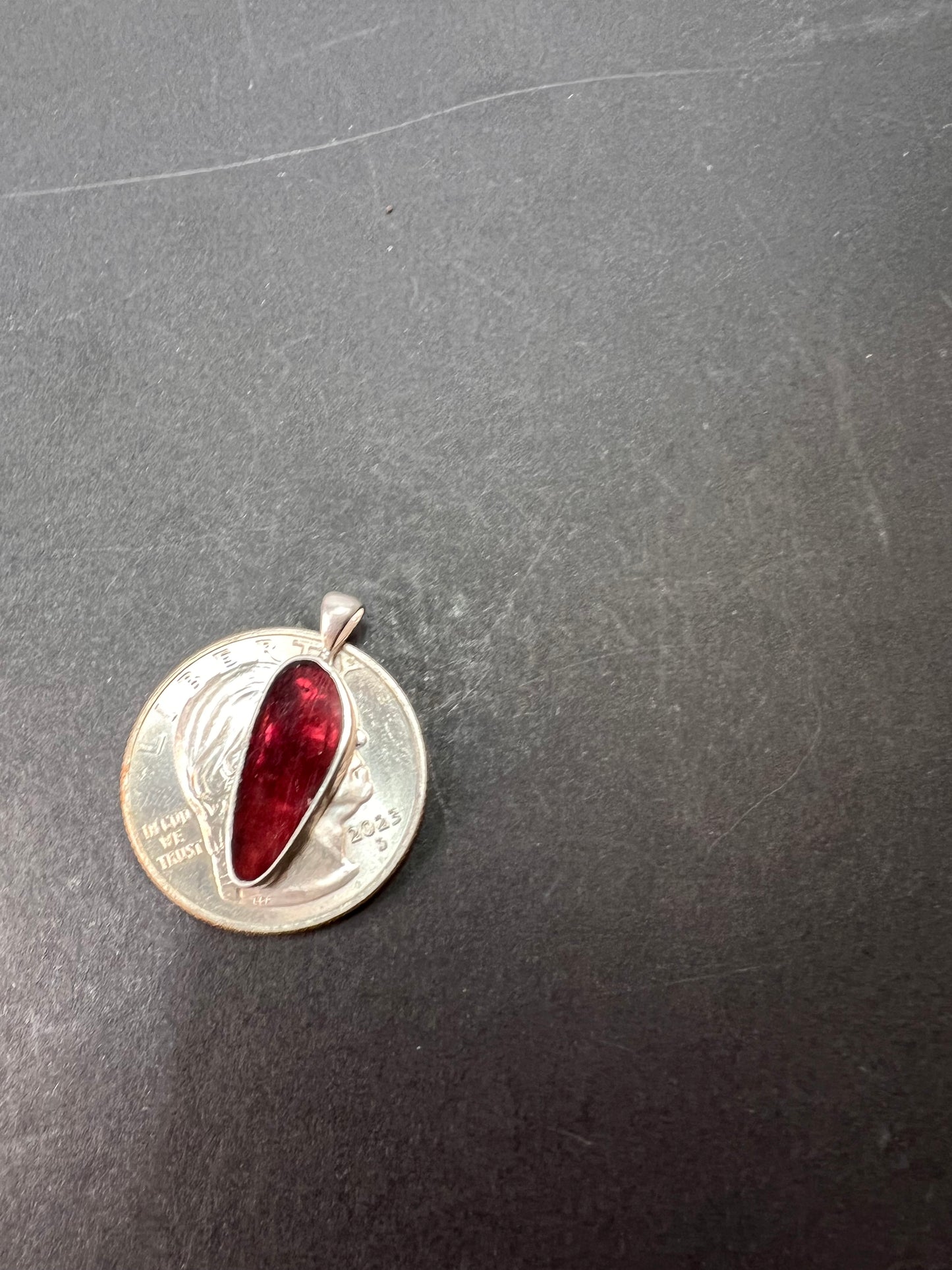 NEW pink tourmaline/ rubellite sterling silver pendant 1.59 grams