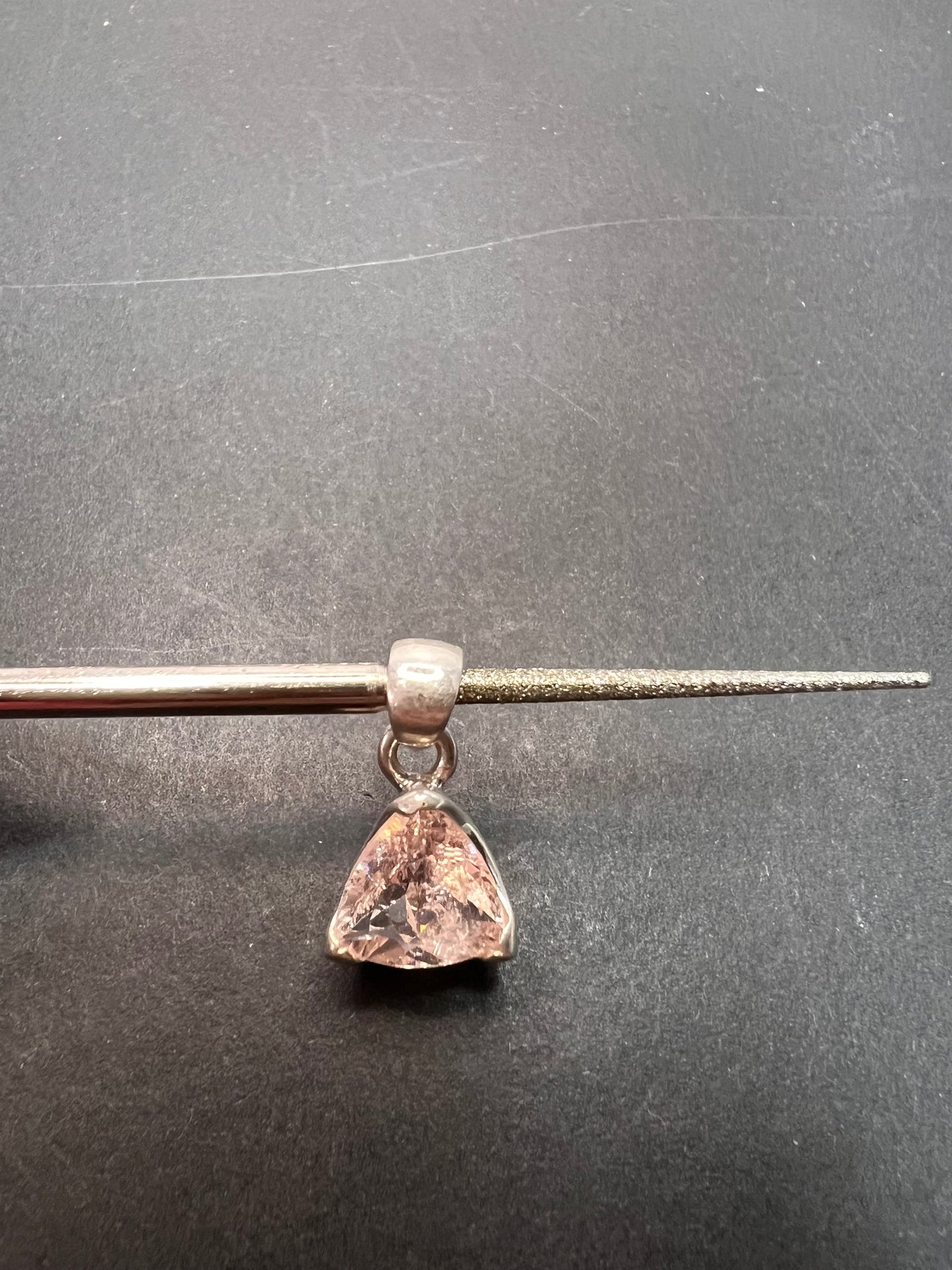 NEW Morganite trillium gemstone sterling silver pendant 2.39 grams