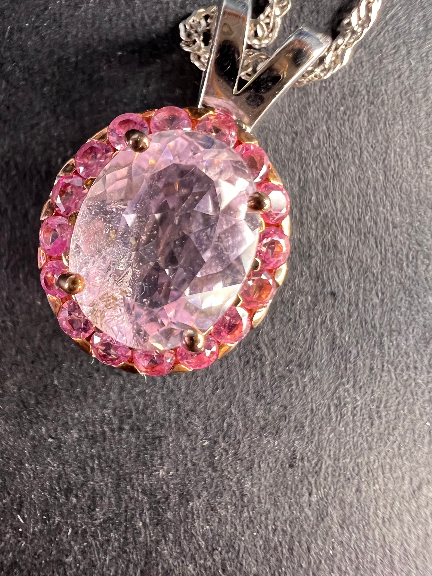 Pink Kunzite Rhodium Over Sterling Silver Pendant With Chain 3.28ctw