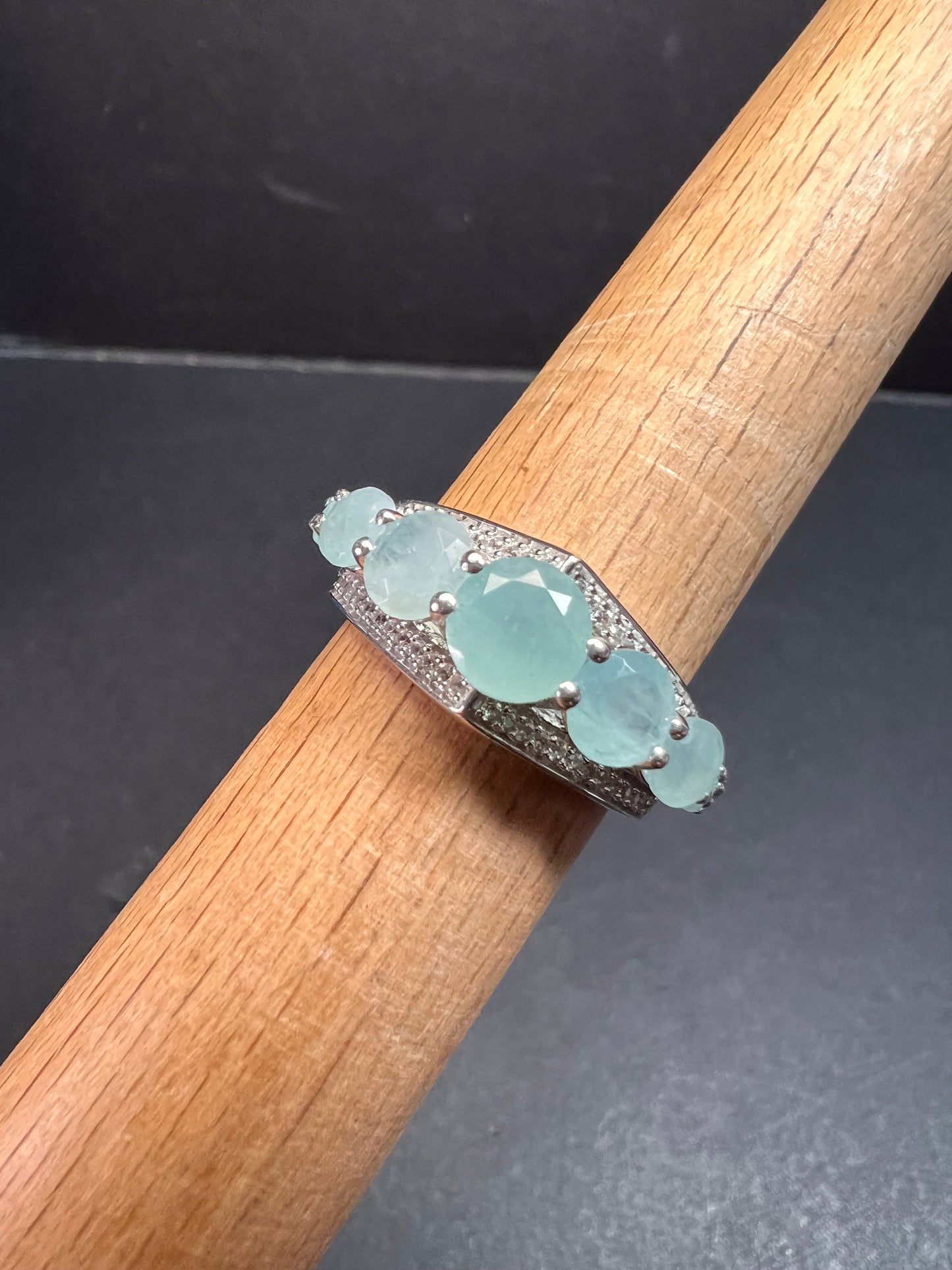 NEW Grandidierite and zircon sterling silver ring size 8