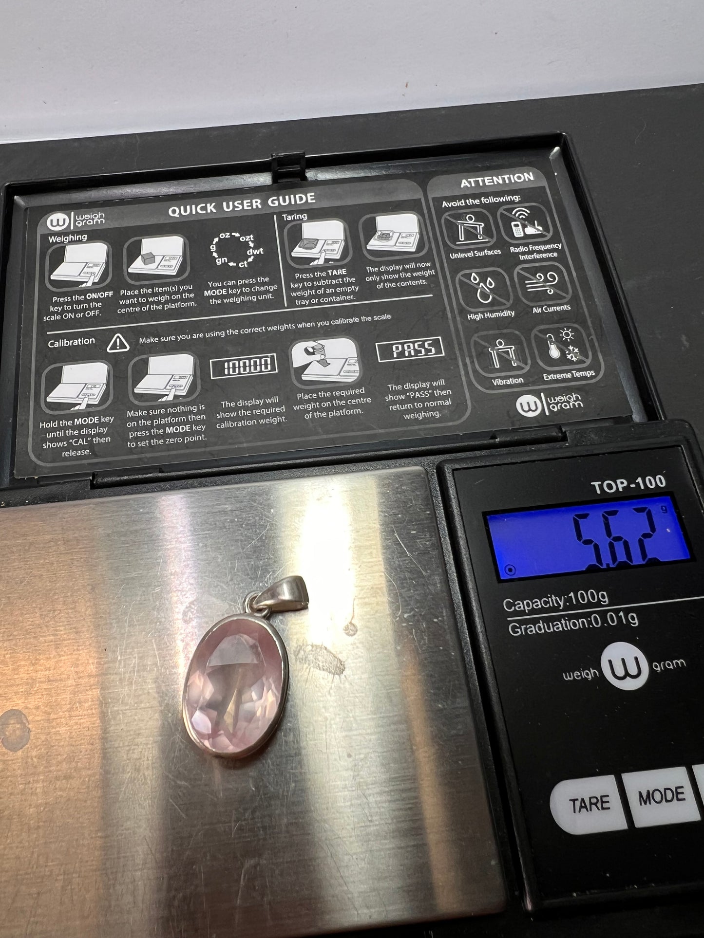 NEW Rose Quartz oval gemstone sterling silver pendant 5.62 grams