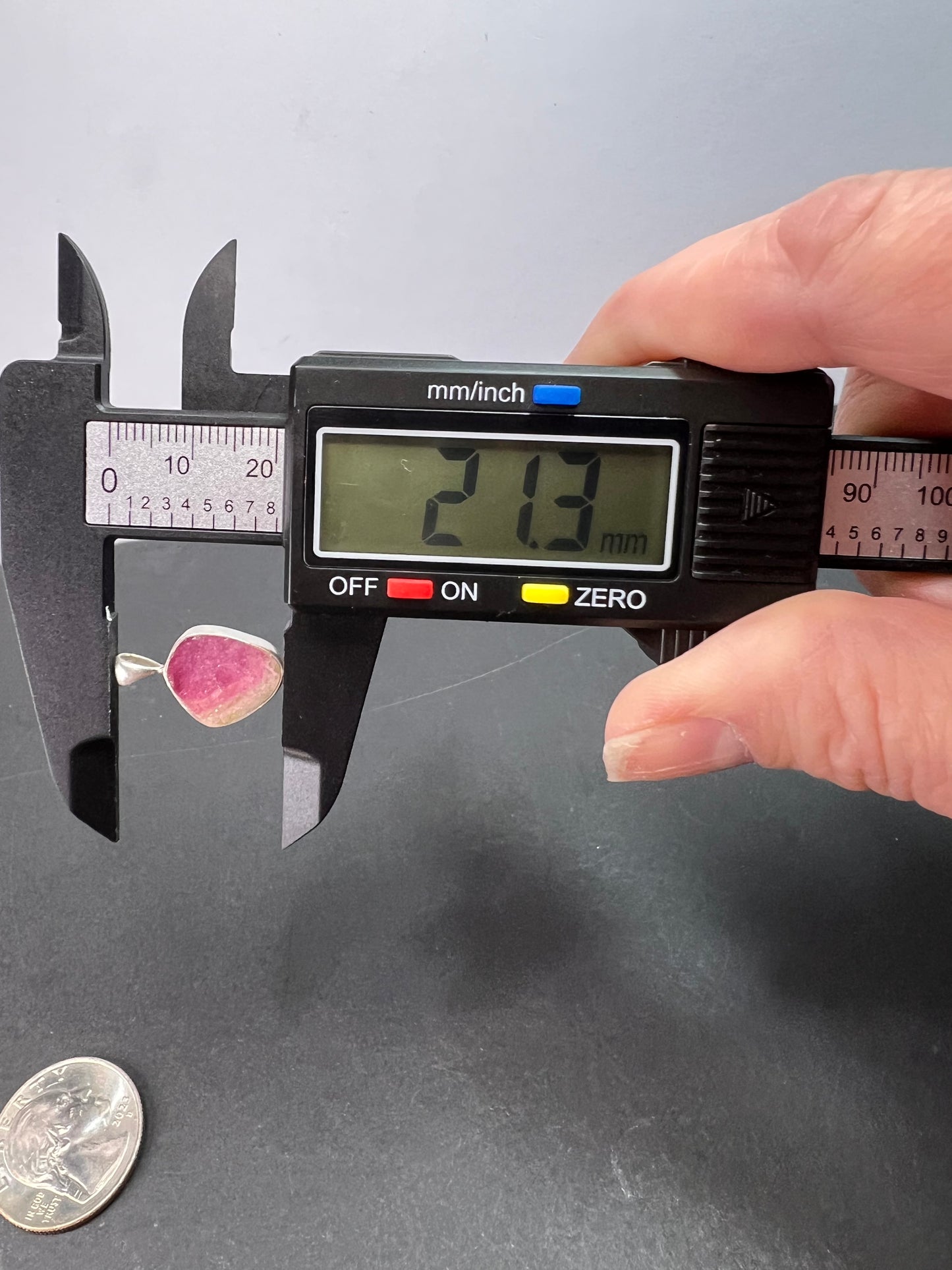 NEW Watermelon Tri color tourmaline sterling silver pendant 1.65 grams