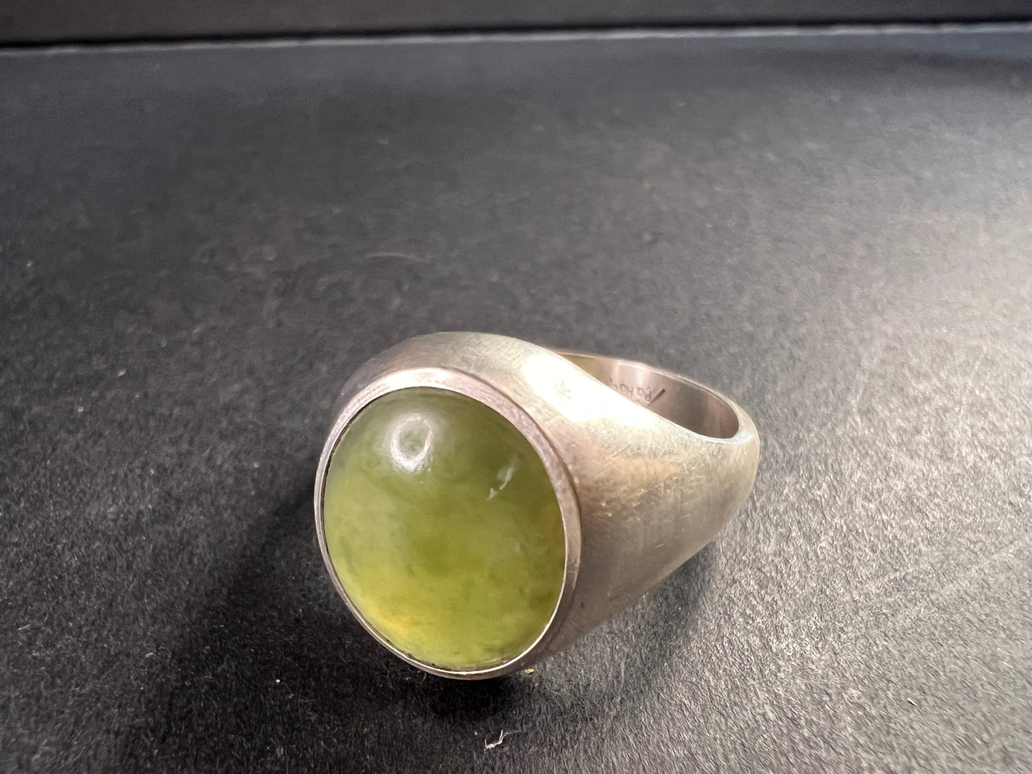 Vintage Pa Ha Co nephrite Jade sterling silver ring size 12