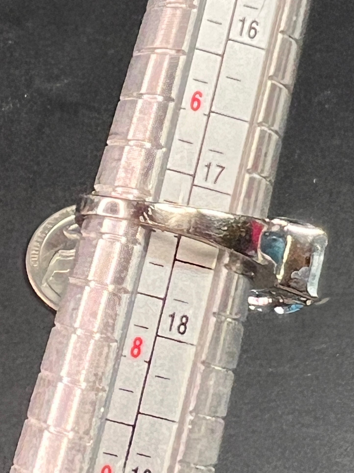Vintage sky and Swiss blue topaz sterling silver ring size 7