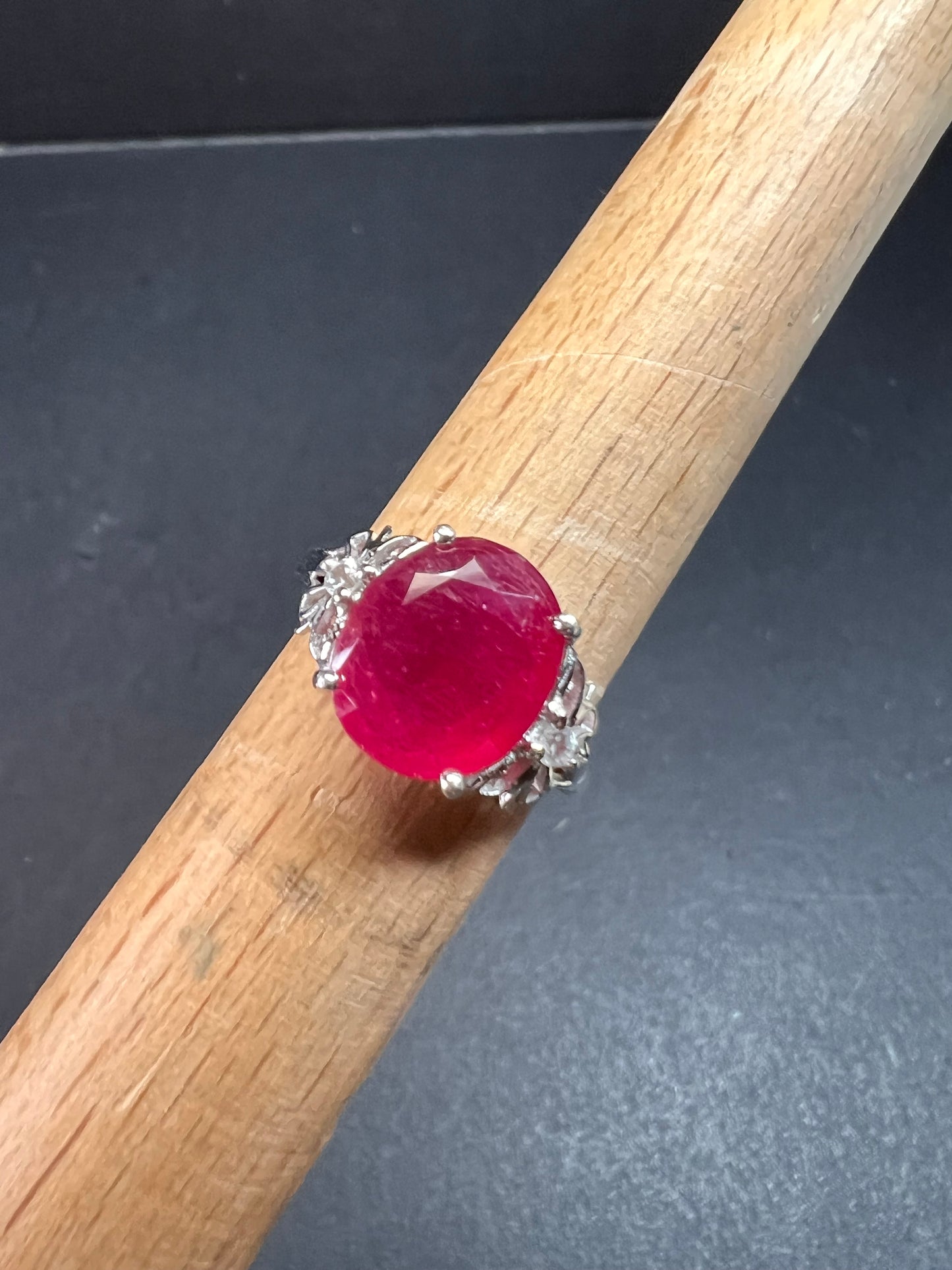 Vintage ruby sterling silver ring size 7