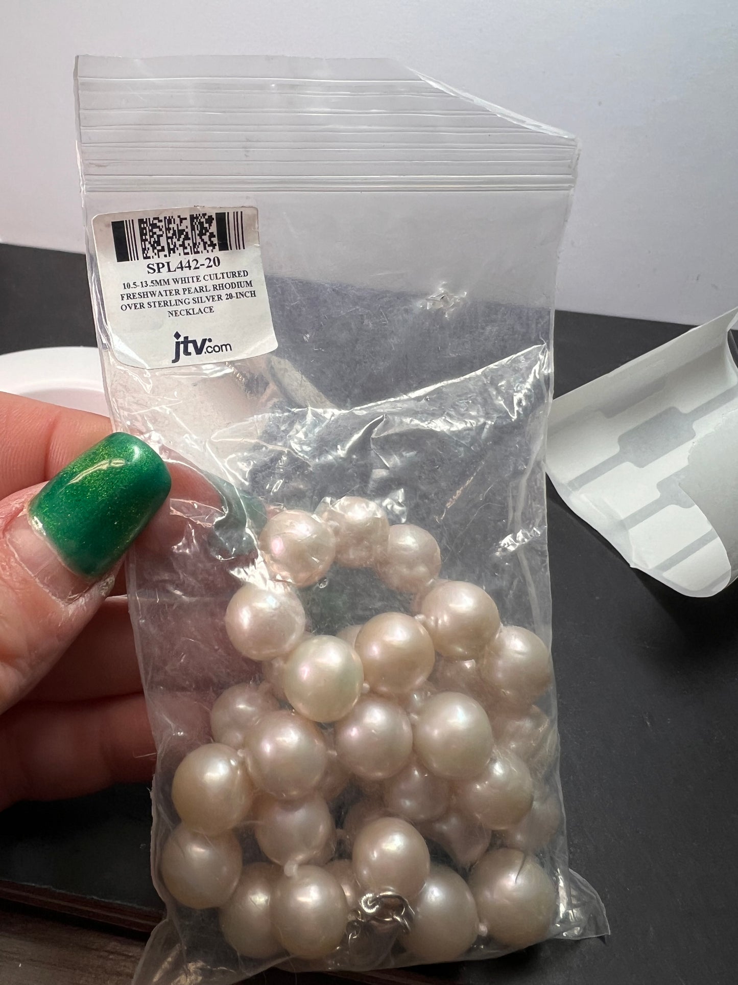 NEW White Cultured Freshwater Pearl Rhodium Over Sterling Silver Necklace 20 inch