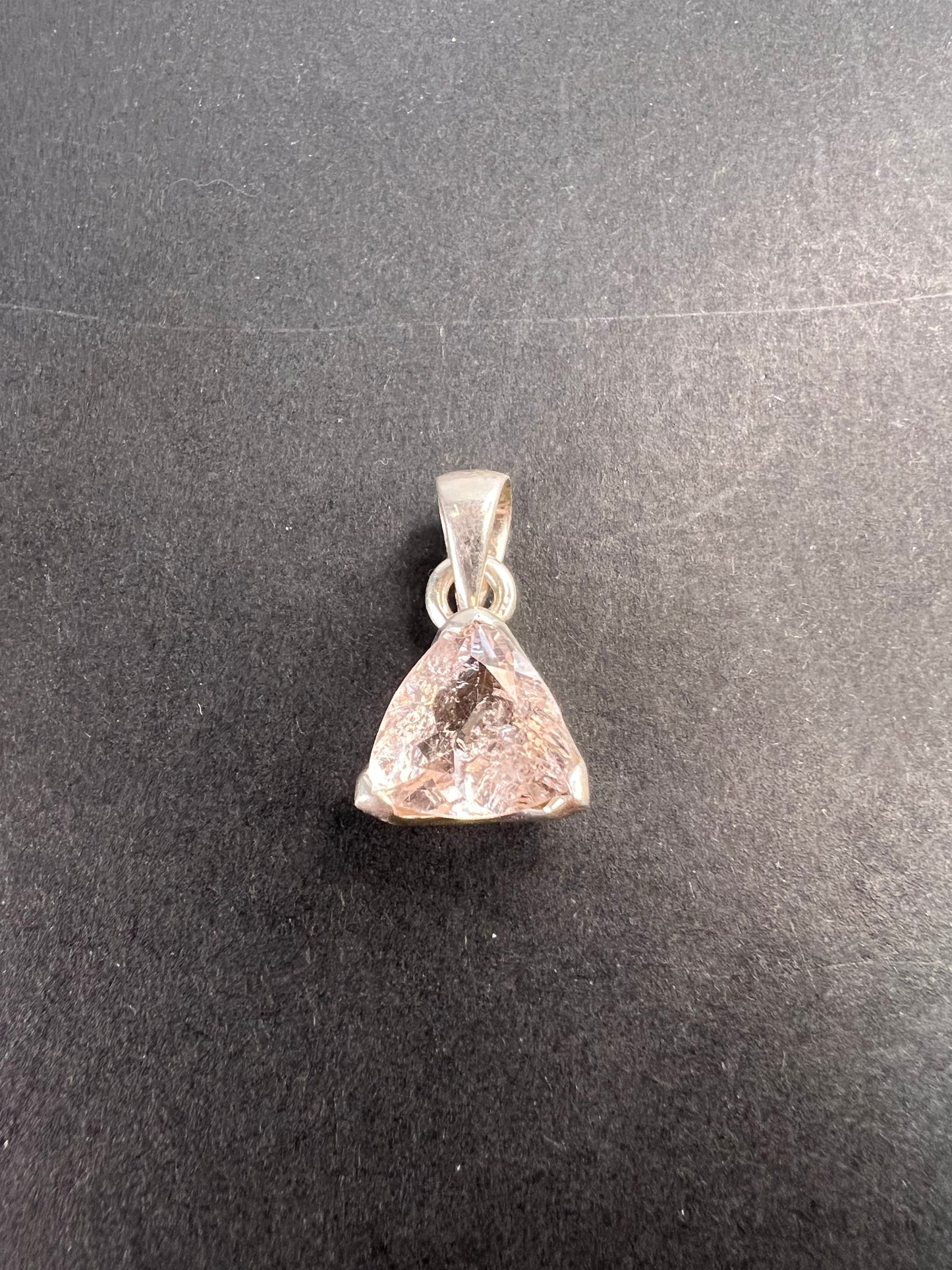 NEW Morganite trillium gemstone sterling silver pendant 2.39 grams
