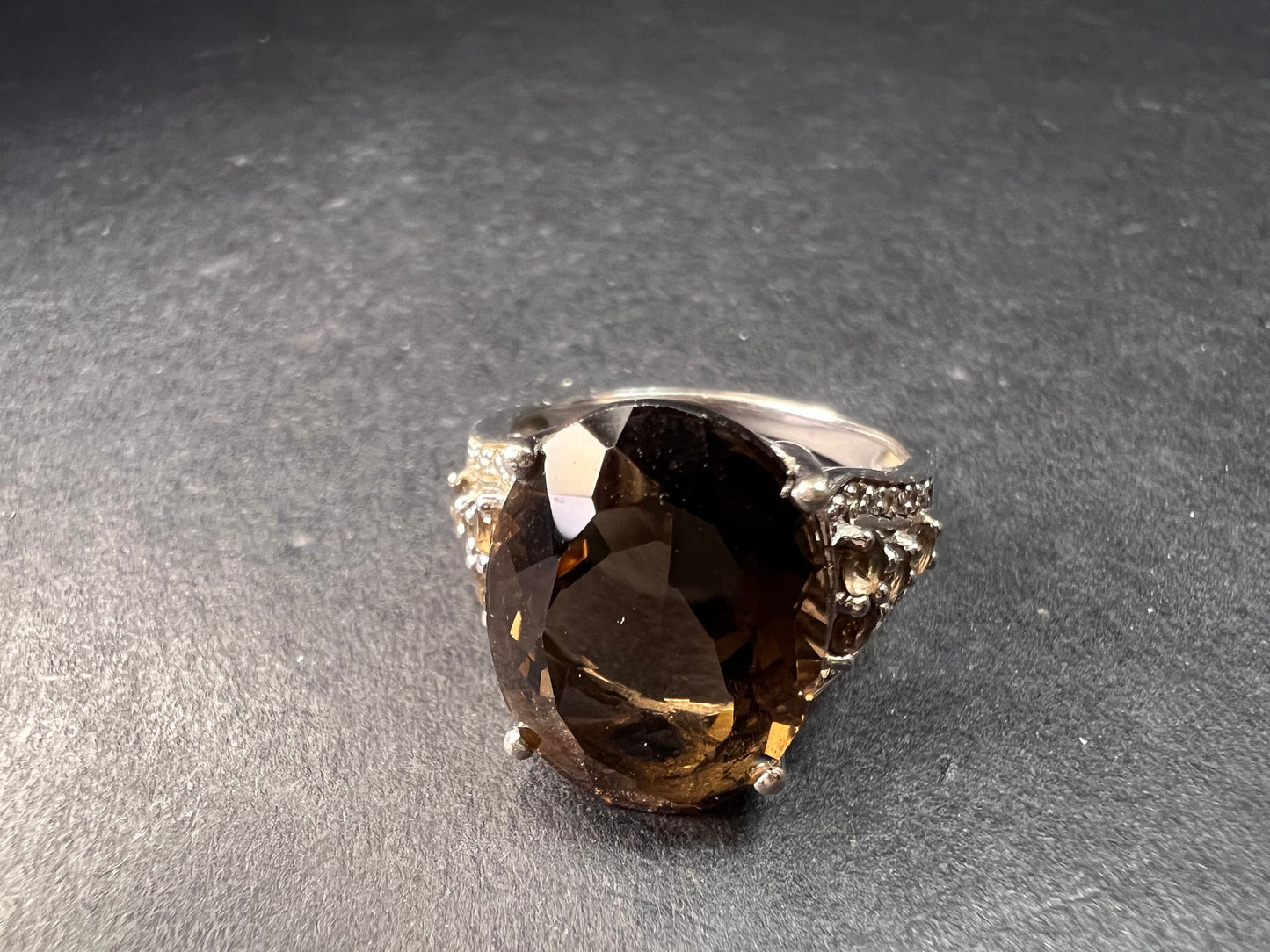 Smoky quartz Sterling silver ring size 8
