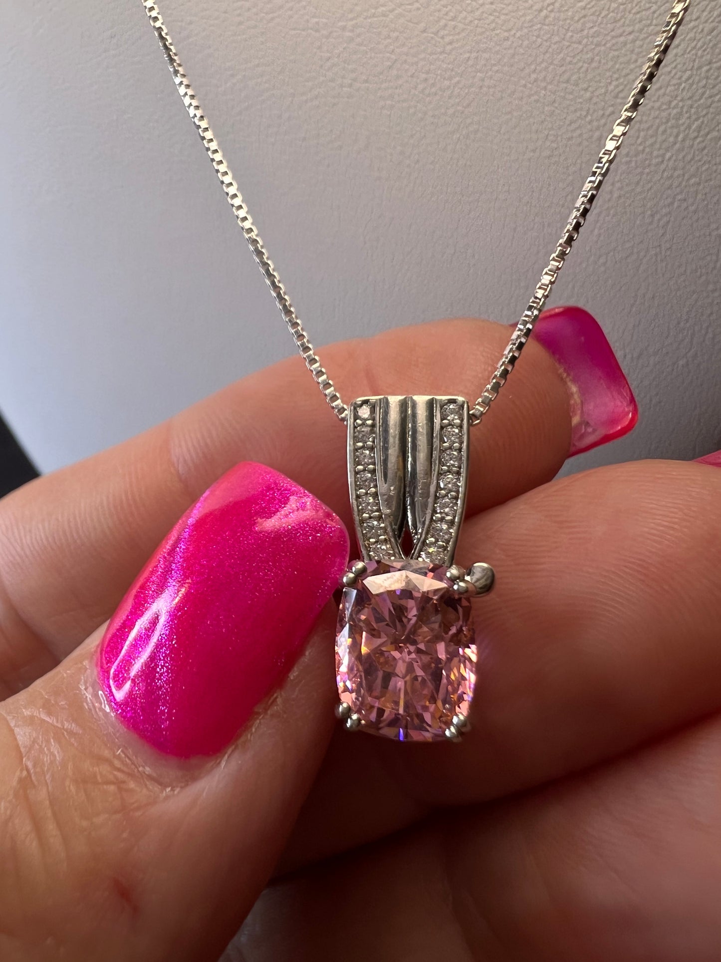 Bella Luce 5.17ctw Pink and white CZ Rhodium Over Silver Pendant