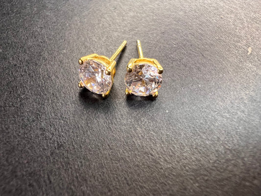 5.5mm CZ stud earrings in gold over sterling silver