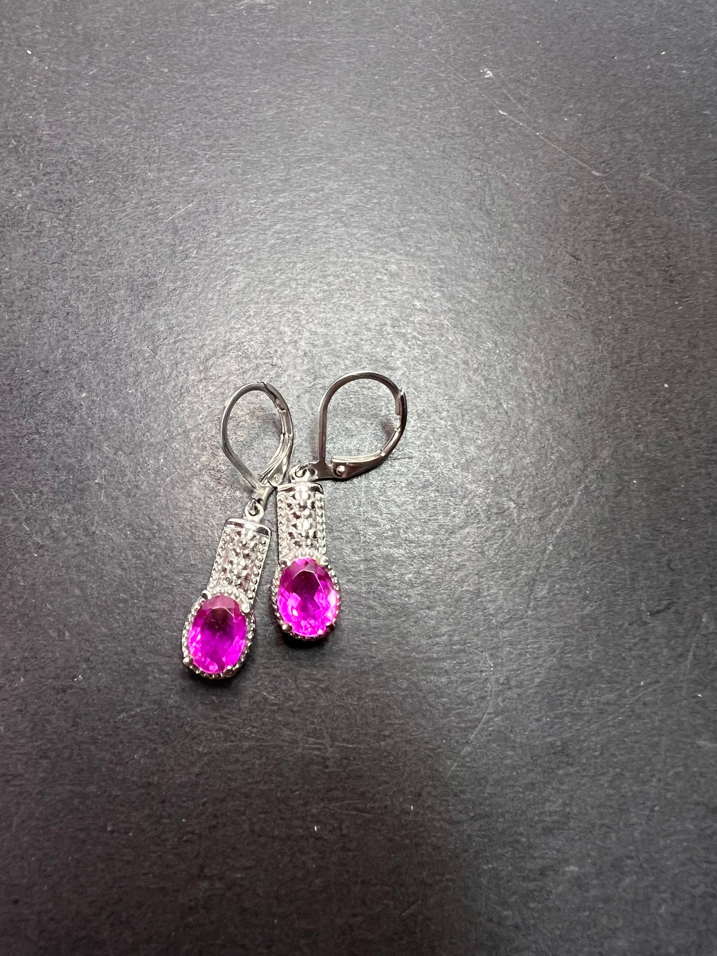 Radiant orchid quartz dangle earrings in stainless steel *NEW*