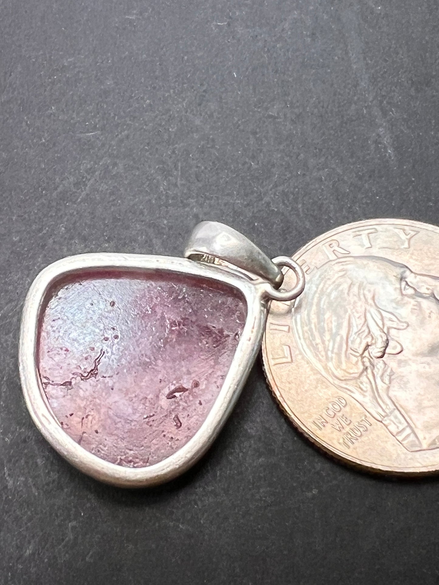 NEW Pink / Tri colored tourmaline sterling silver pendant 4.34 grams