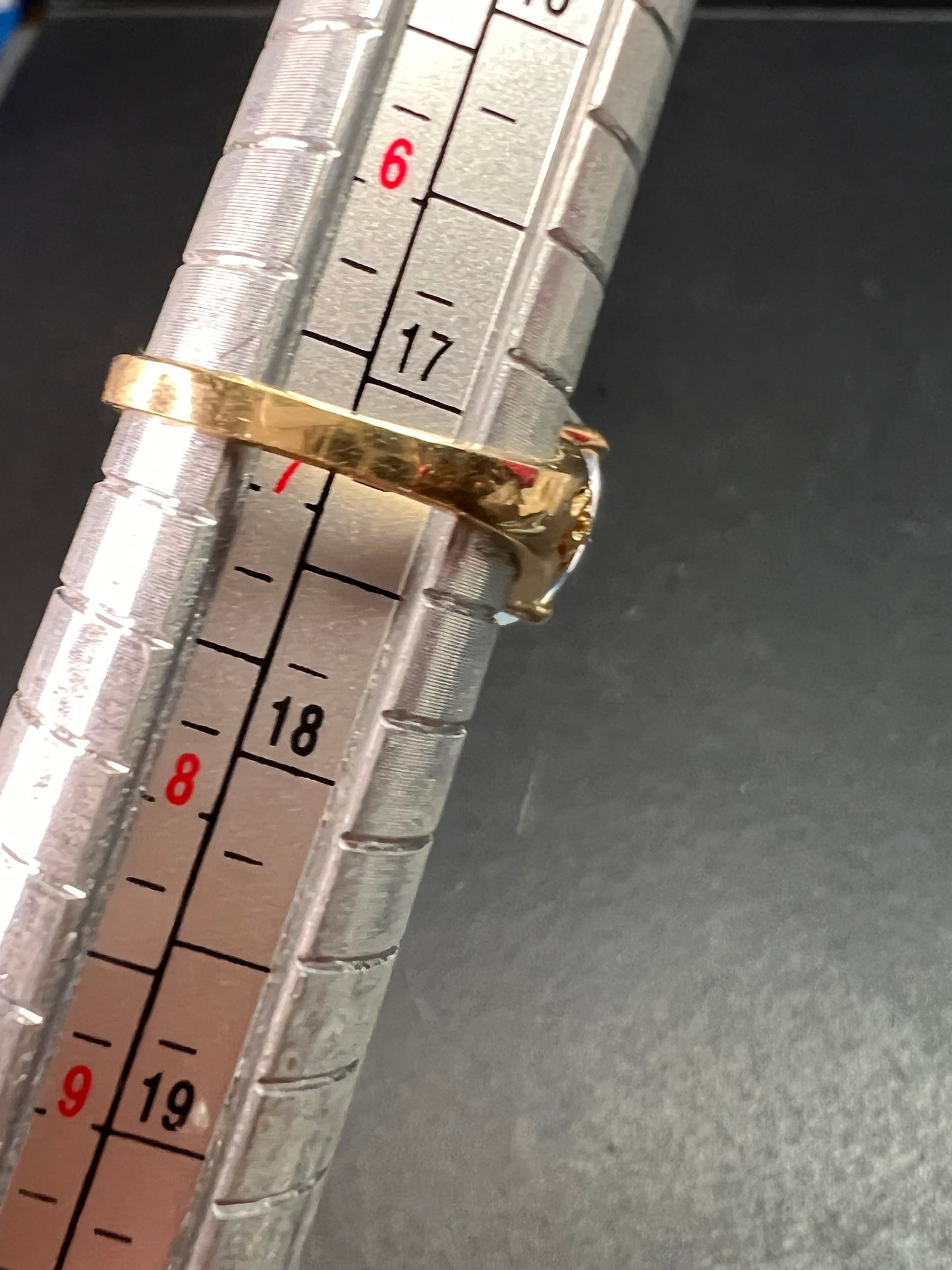 Vintage 14K Gold Aquamarine Solitaire Ring Filigree Statement Size 7