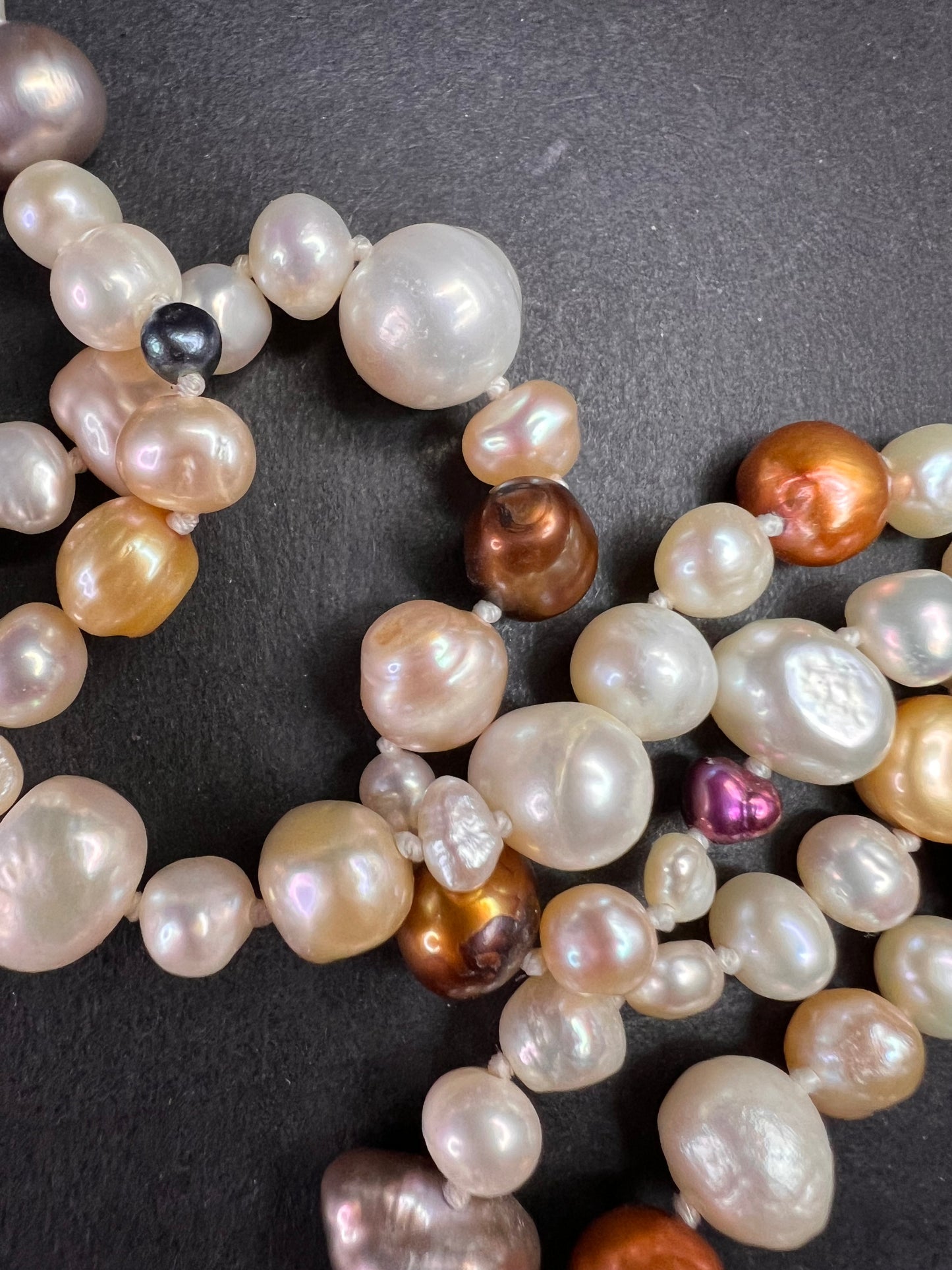 Multi colored freshwater pearls 50 inch endless necklace