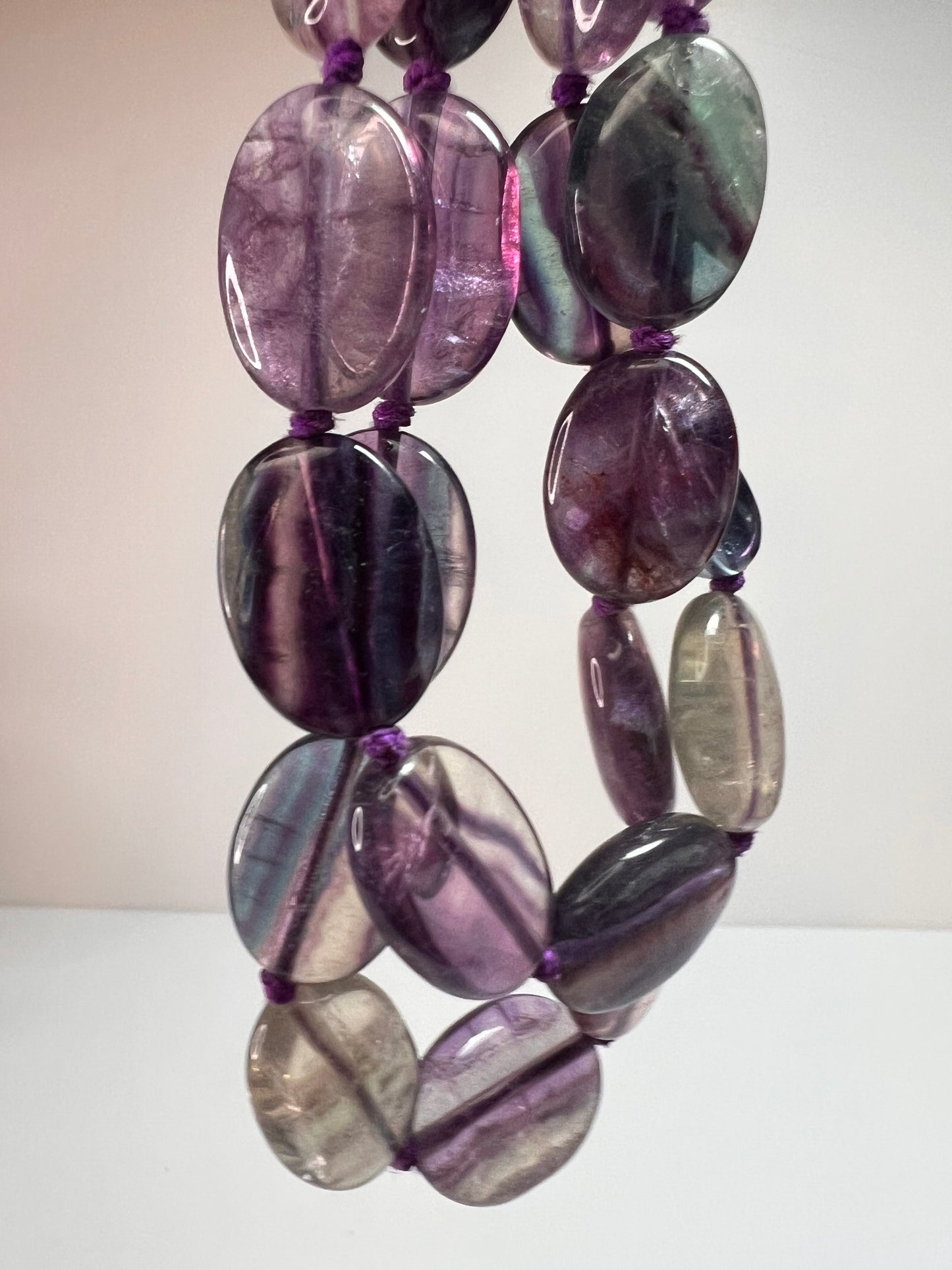 NEW Nate & Etan Fluorite double strand knotted necklace with sterling silver clasp