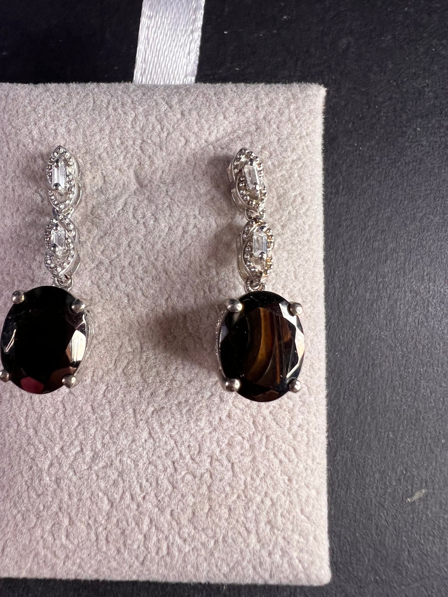 Elite Shungite gemstone sterling silver earrings