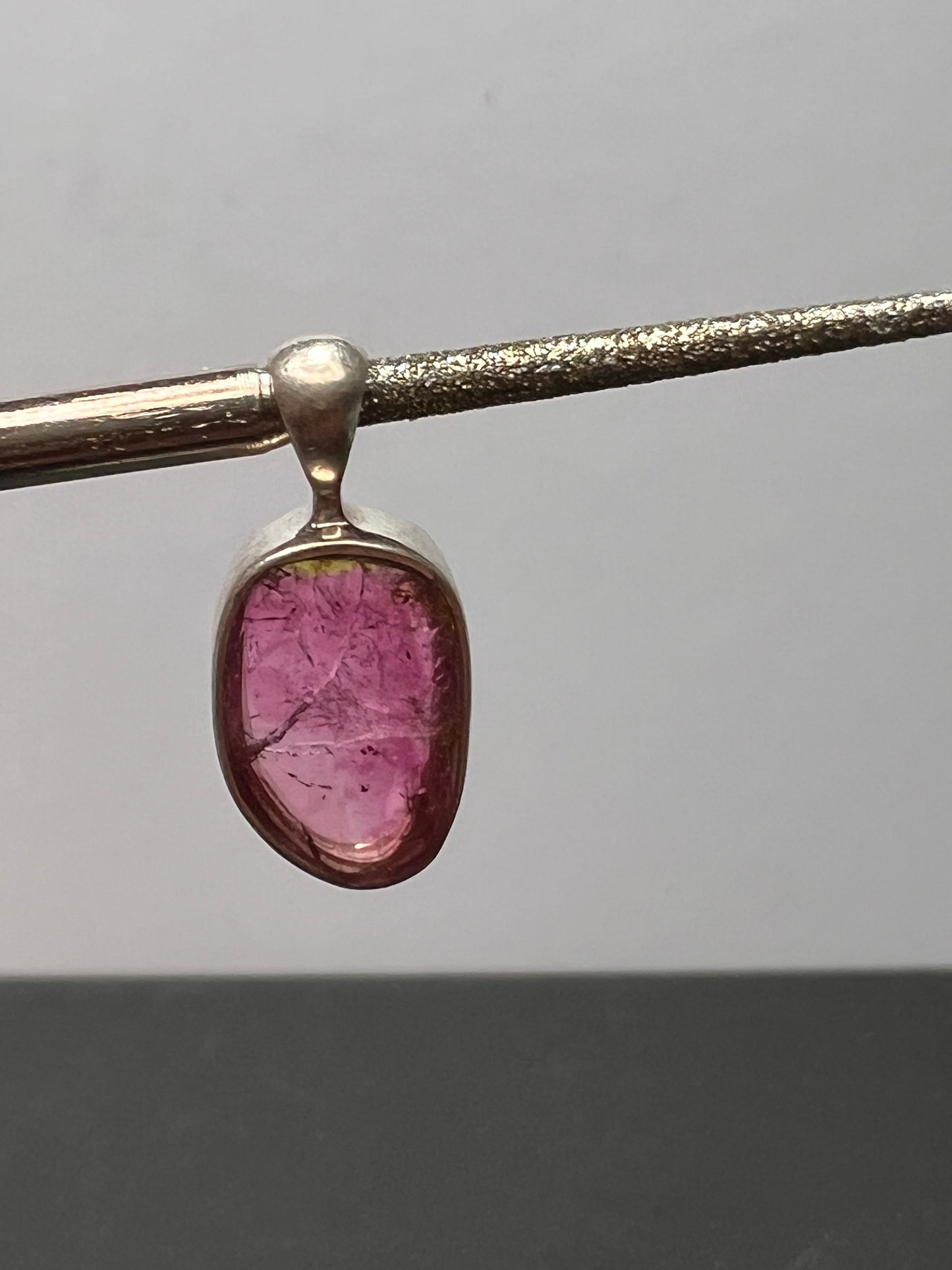 NEW pink/ watermelon tourmaline sterling silver pendant 1.31 grams