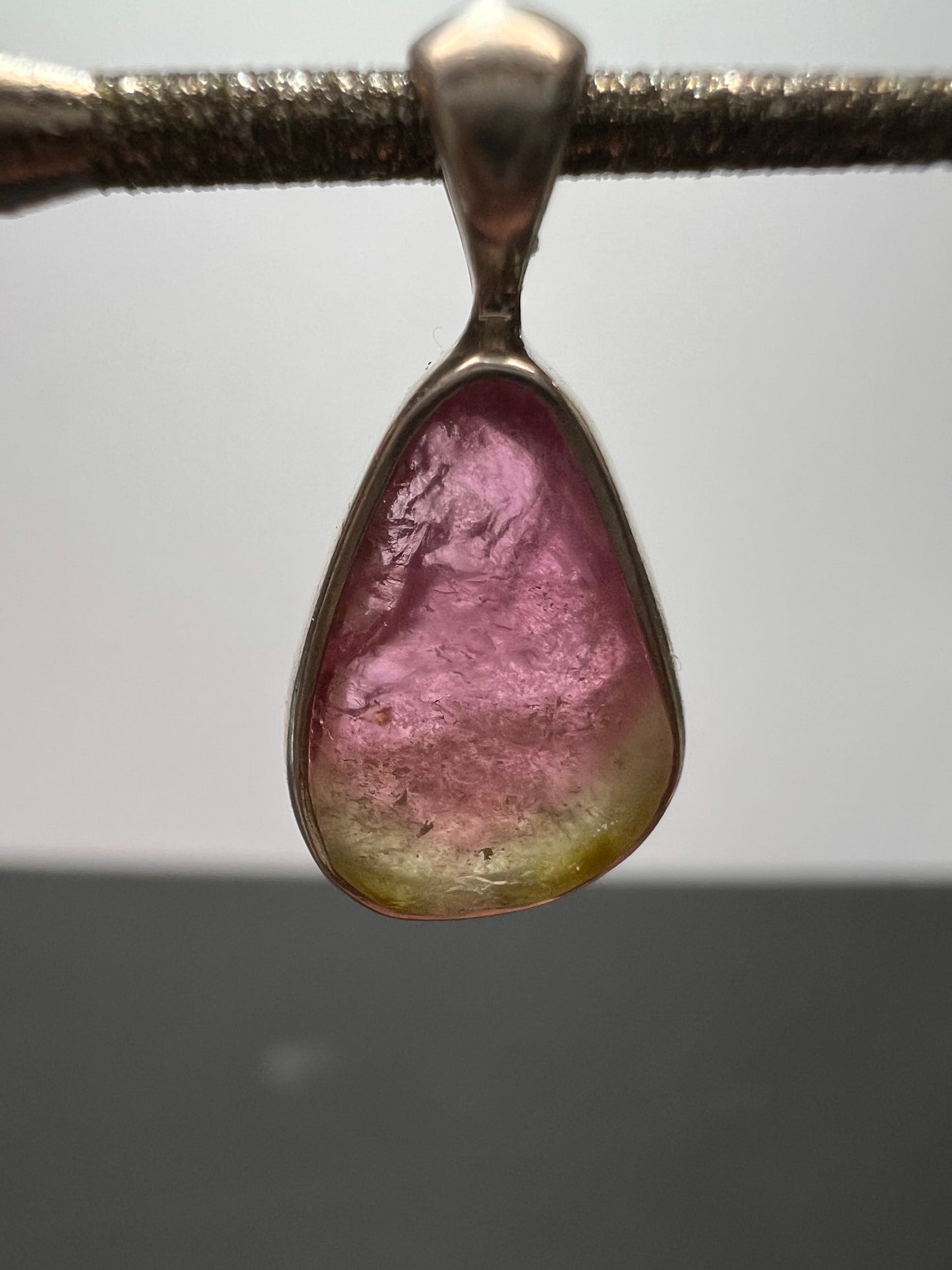 NEW Pink Watermelon tourmaline sterling silver pendant 1.24 grams