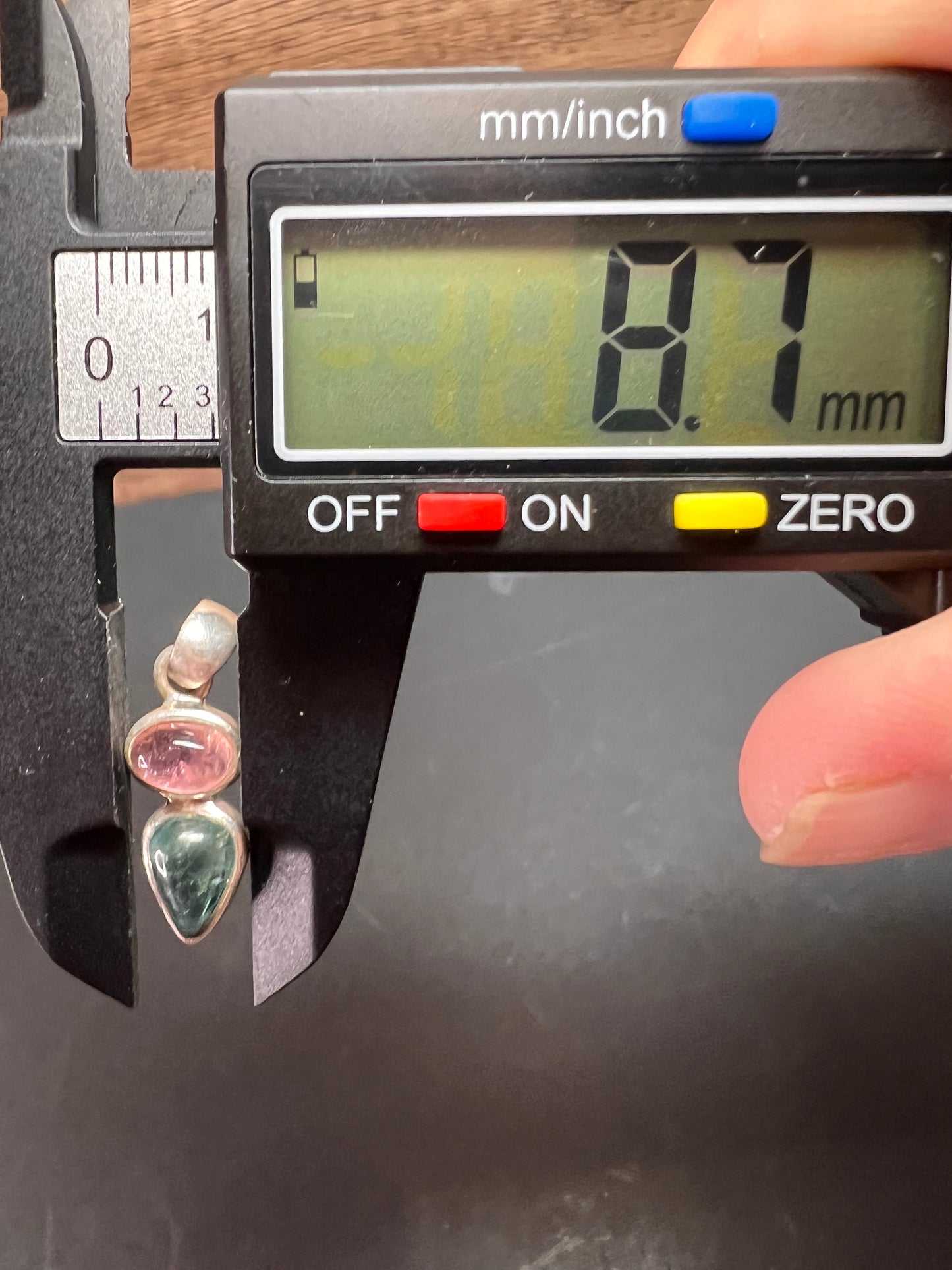 NEW Pink and blue indicolite tourmaline sterling silver pendant 2.13 grams