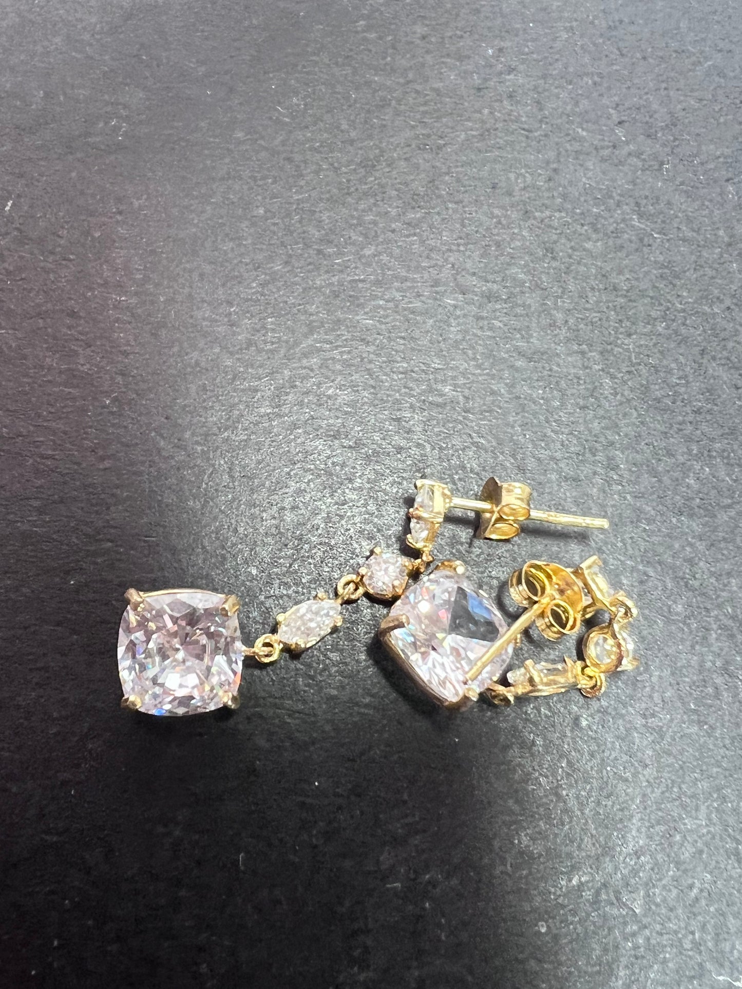 18k gold over sterling silver CZ earrings