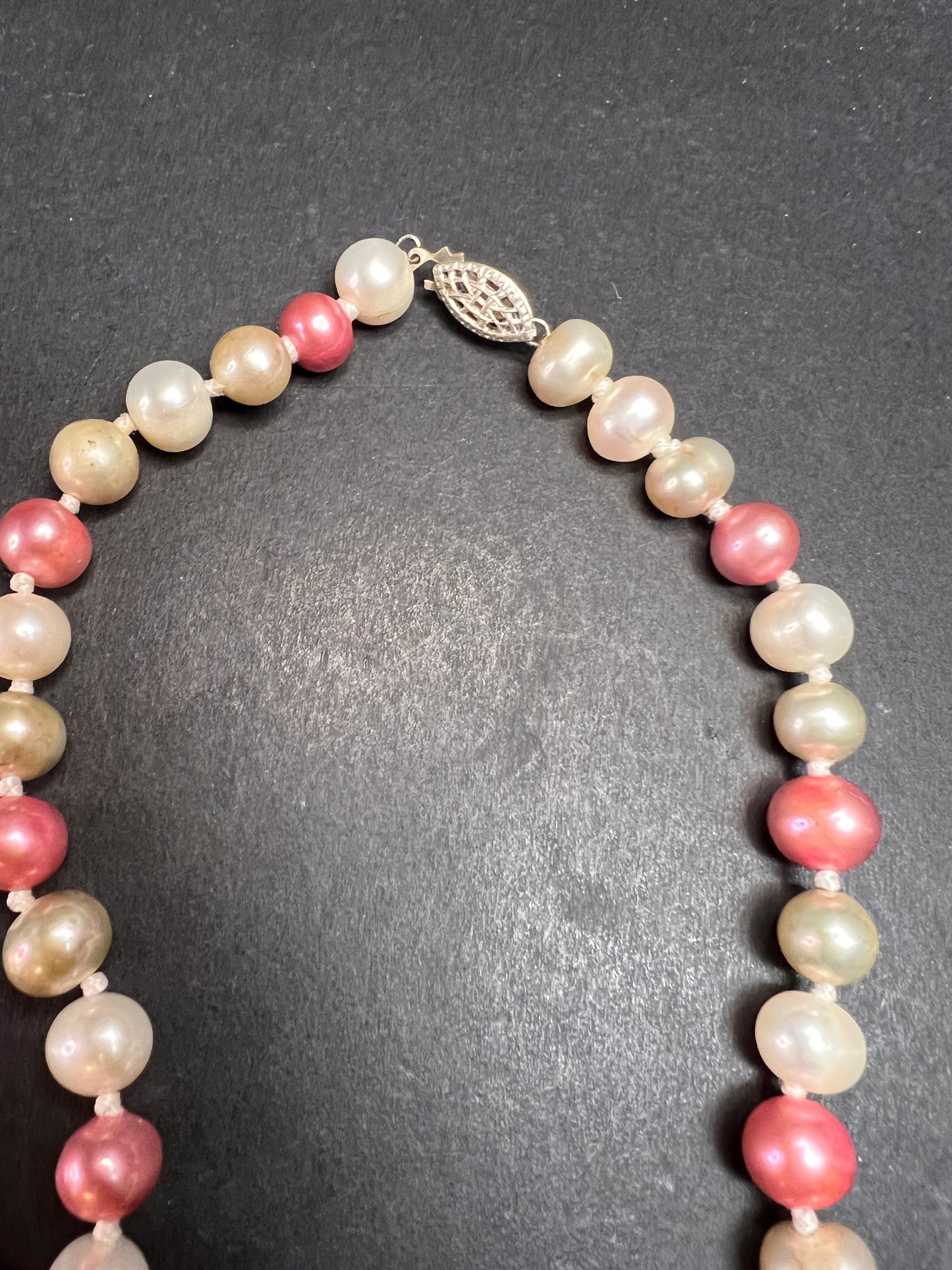 NEW multi colored freshwater pearl necklace with sterling silver clasp