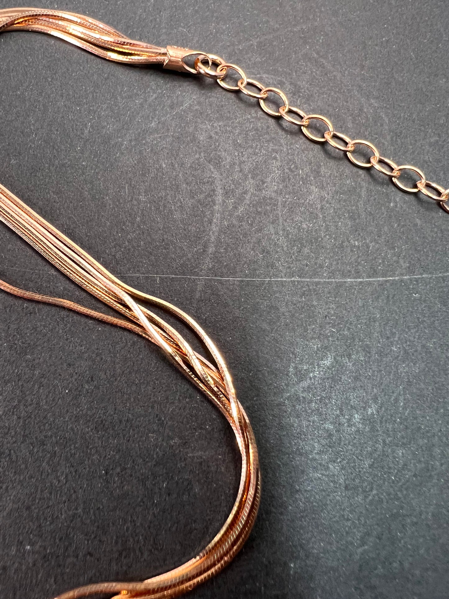 NEW Italian rose gold over sterling silver multi row chain necklace-18 inch