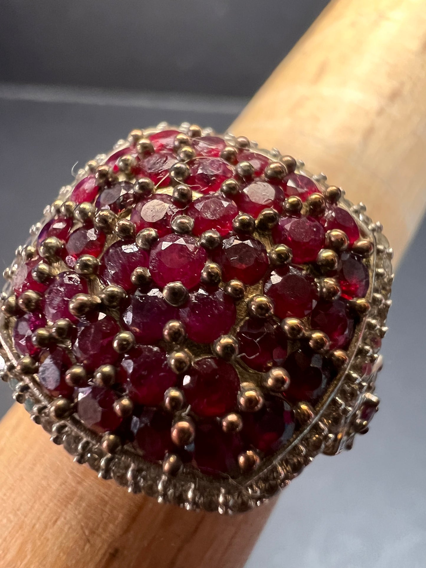 NEW Ruby and zircon cluster ring in rhodium over sterling silver size 8
