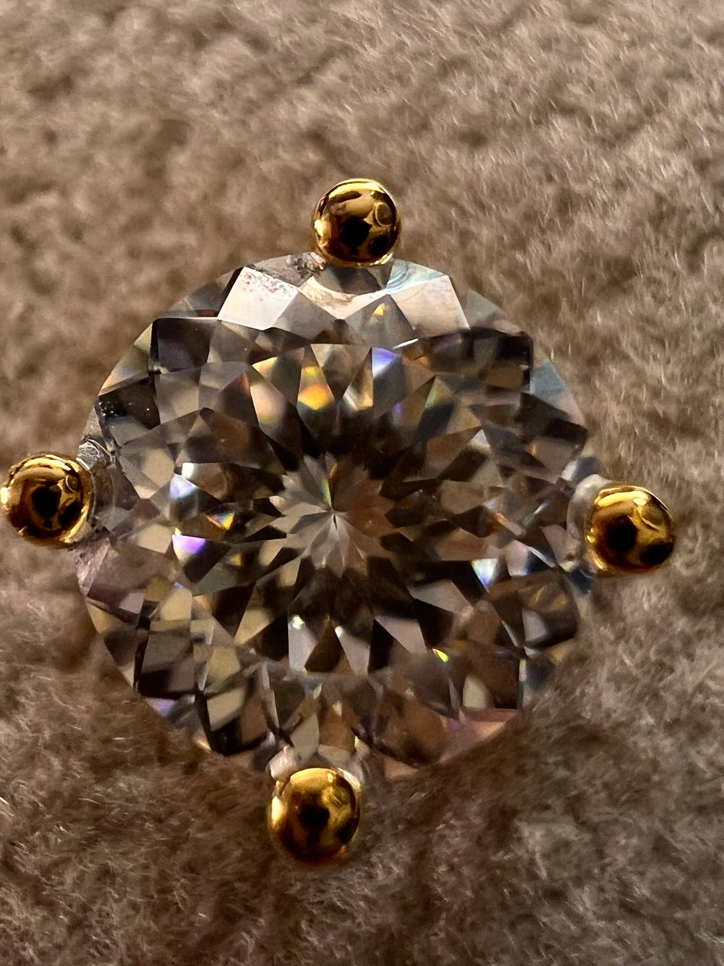 Moissanite 1.90 ctw solitaire stud earrings in vermeil YG over 925 sterling silver