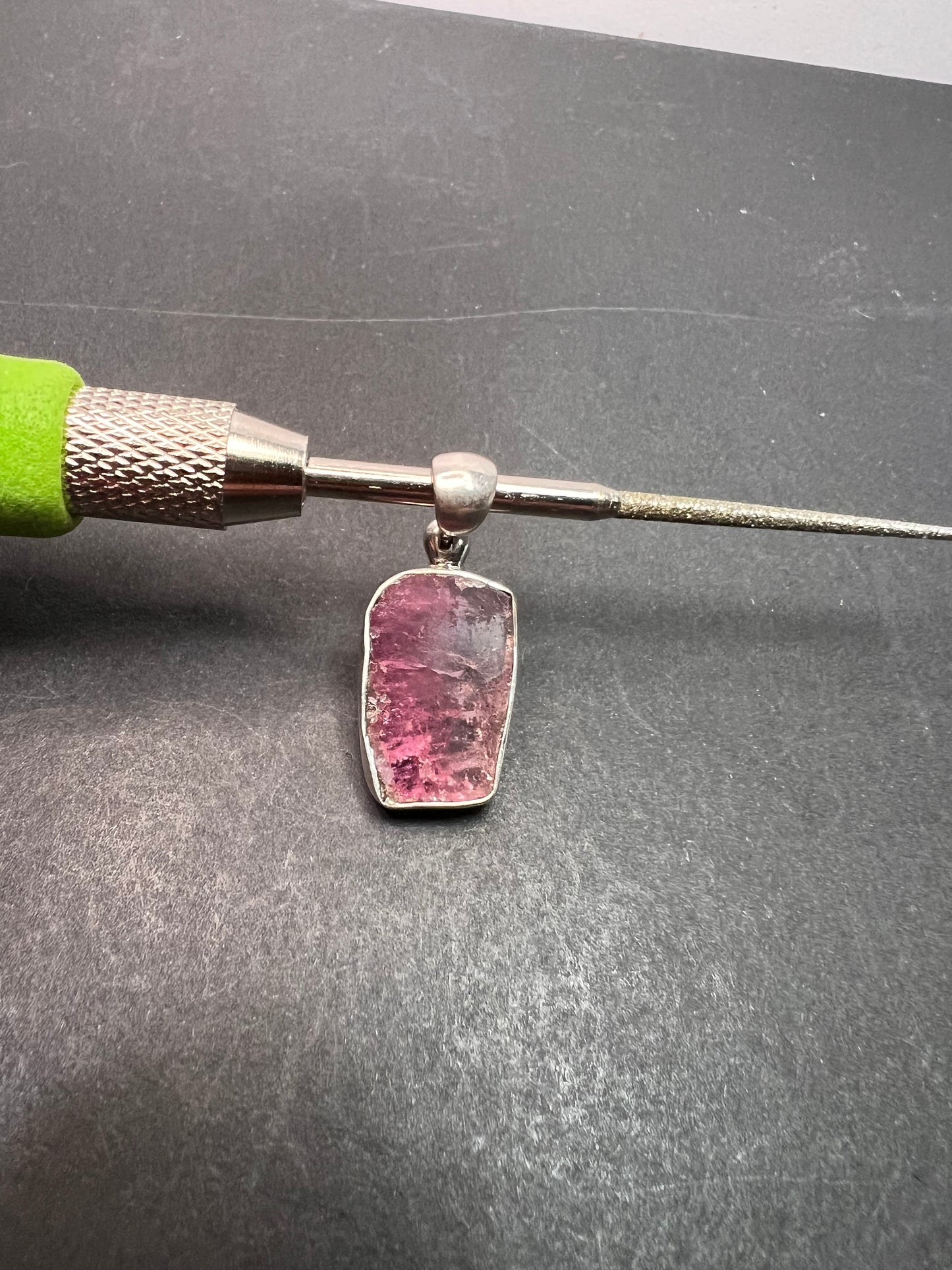 NEW Pink bi color tourmaline sterling silver pendant 2.32 grams