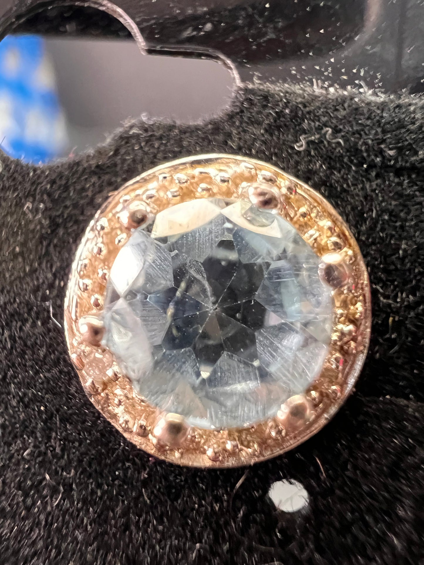 NEW blue topaz and diamond sterling silver stud earrings