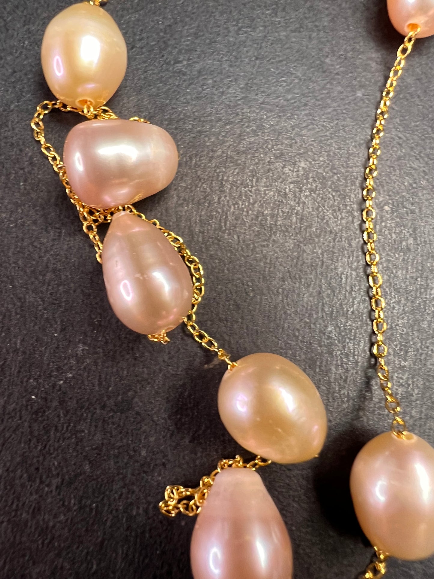 NEW multi colored freshwater pearl station necklace in gold over sterling silver