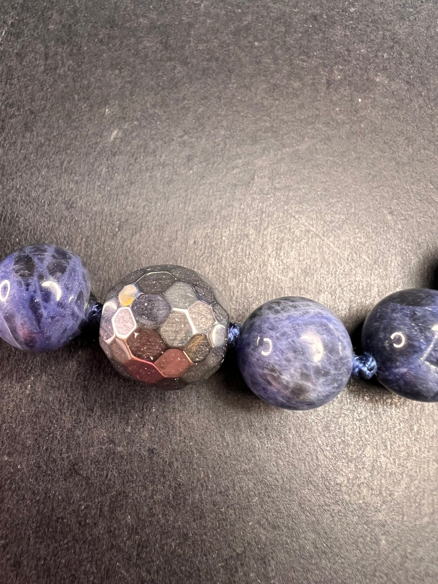 NEW sodalite and hematite necklace with sterling silver clasp