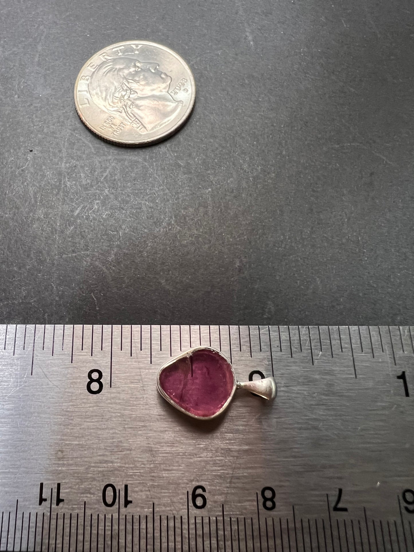 NEW Pink tourmaline sterling silver pendant 1.17 grams