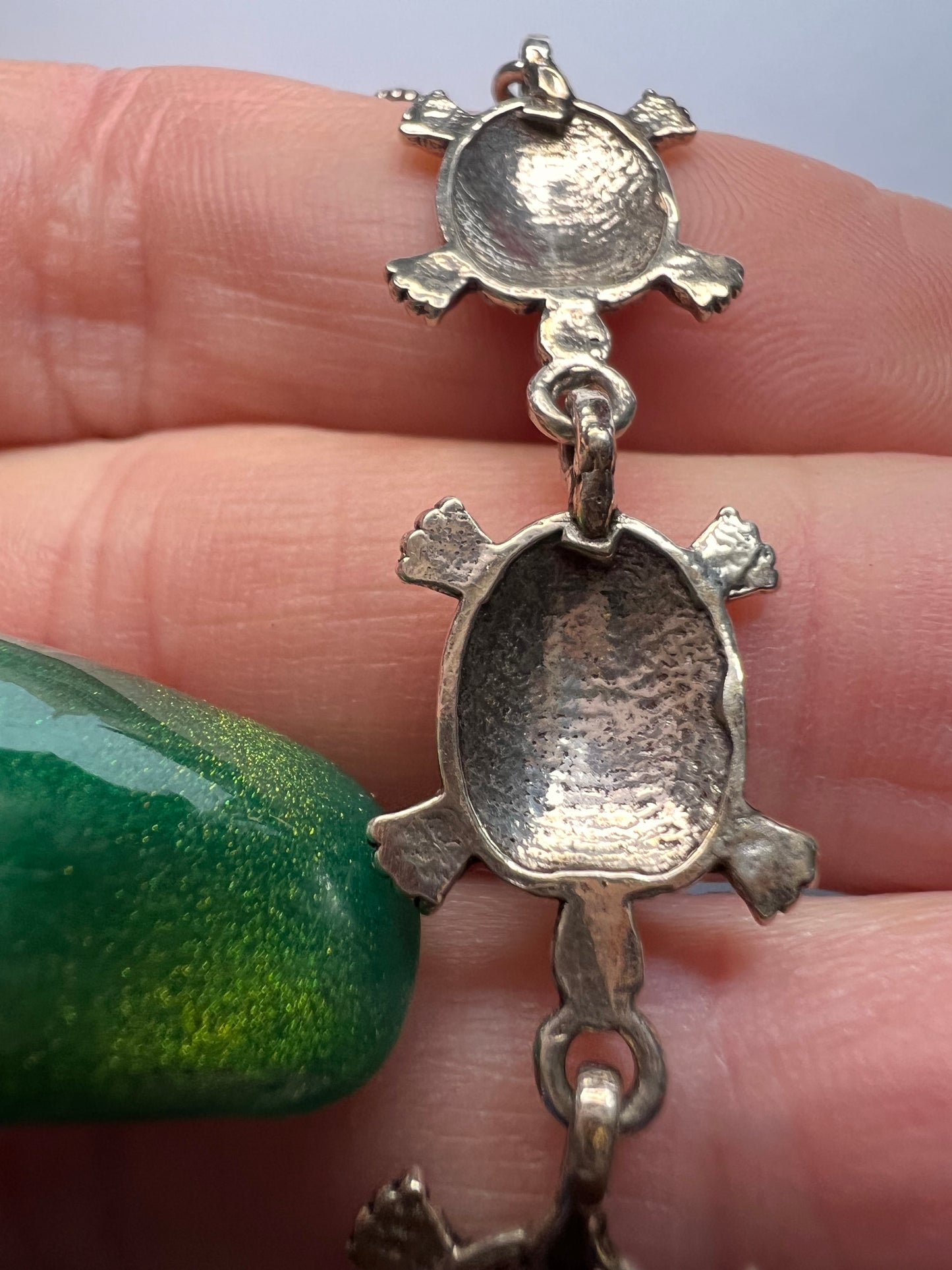 Vintage sterling silver turtles bracelet