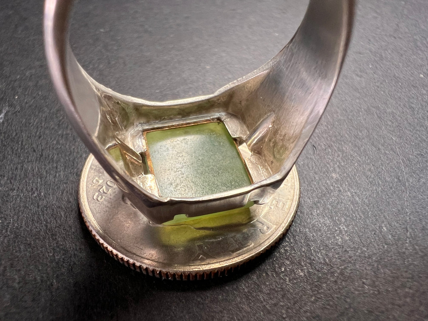 Vintage Nephrite Jade Pa Ha Company Sterling silver ring size 9