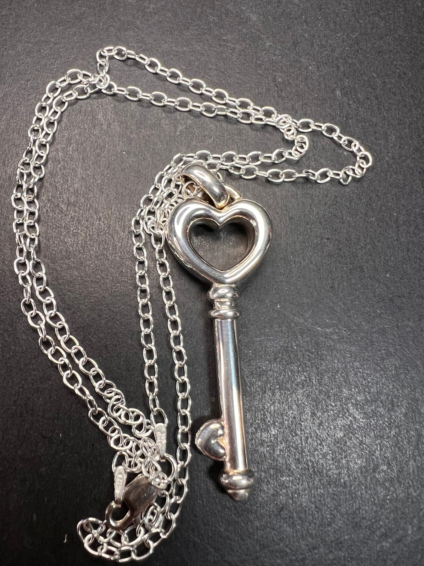 JCM Jacmel Mauritius Sterling Silver Key Pendant 24" Chain Necklace