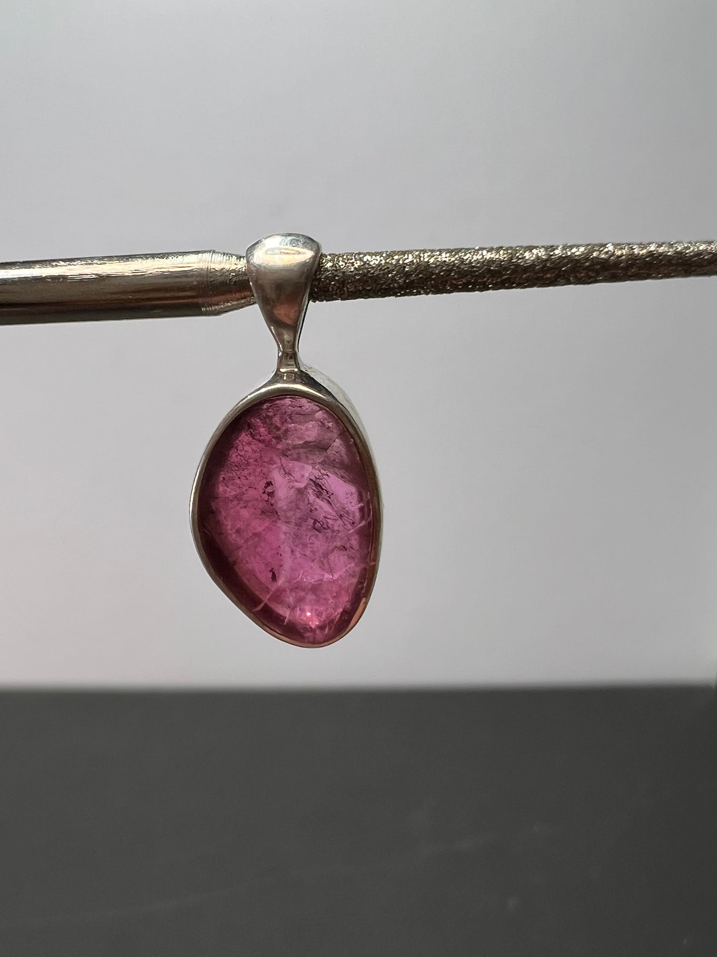NEW Pink tourmaline sterling silver pendant 1.24 grams