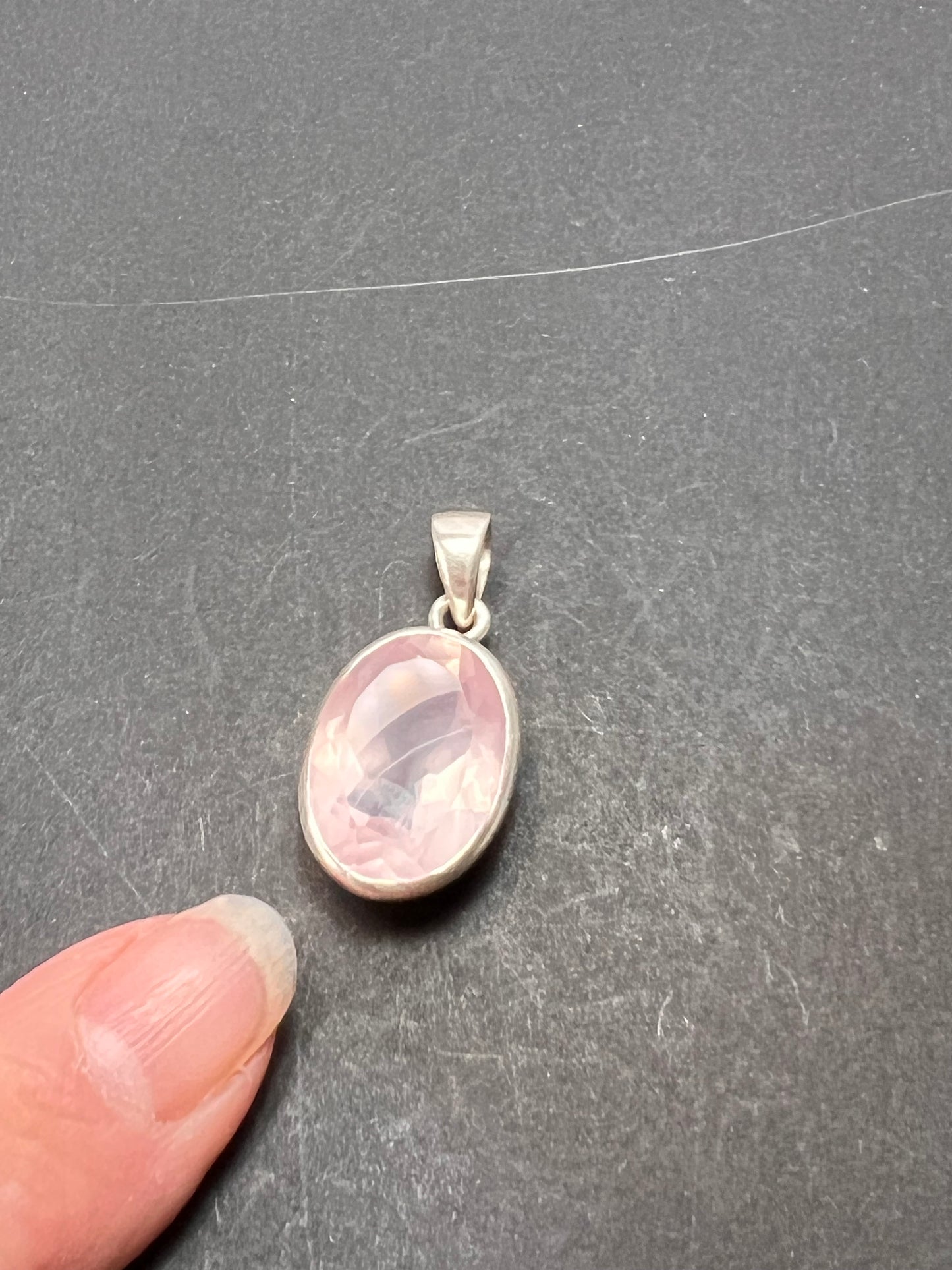 NEW Rose Quartz oval gemstone sterling silver pendant 5.62 grams