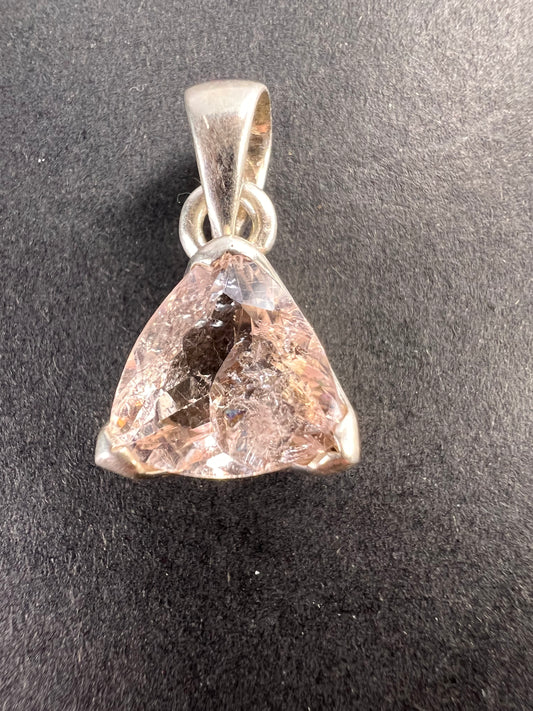 NEW Morganite trillium gemstone sterling silver pendant 2.39 grams