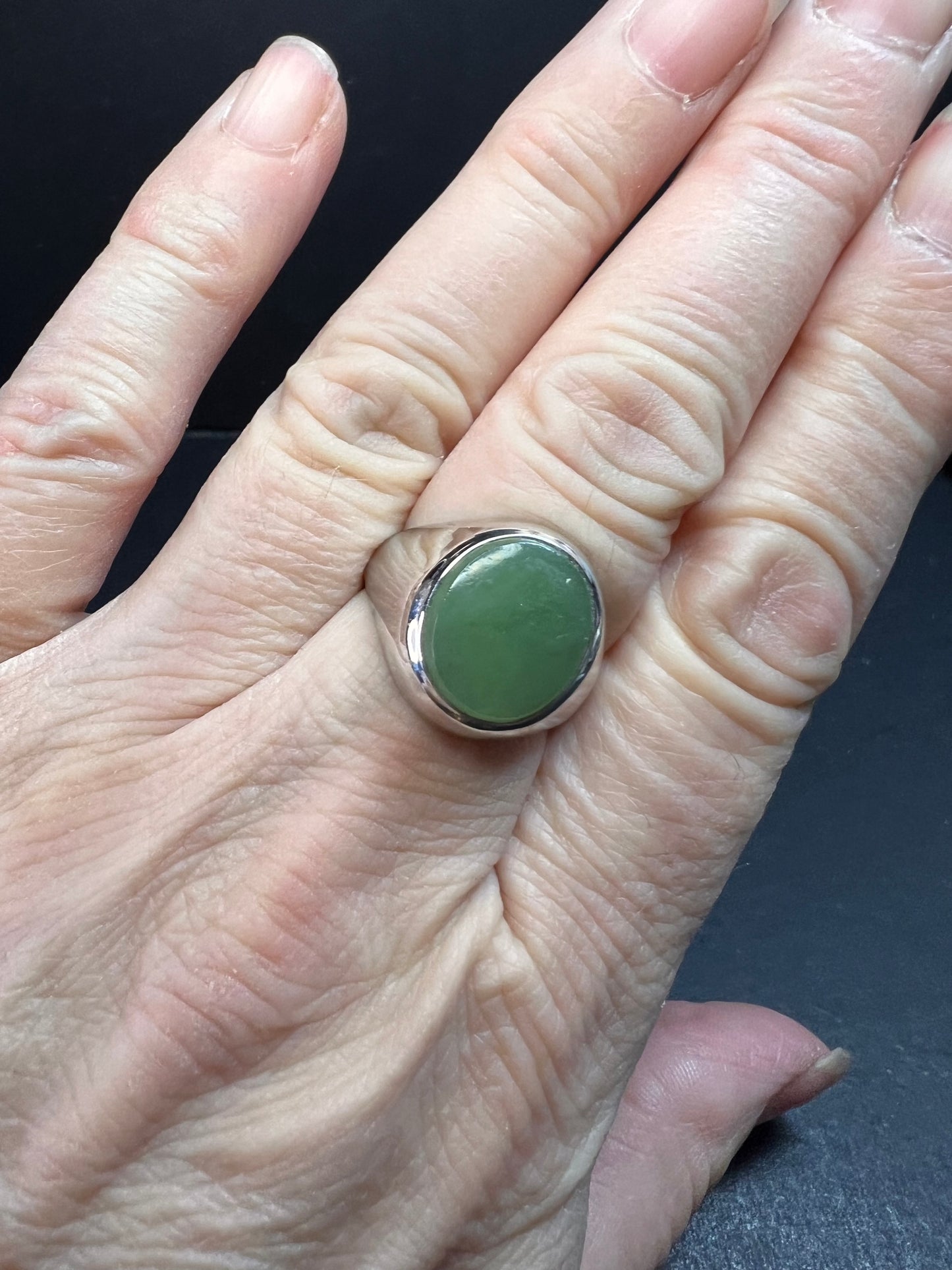 Vintage jade Pa Ha Co sterling silver ring size 8