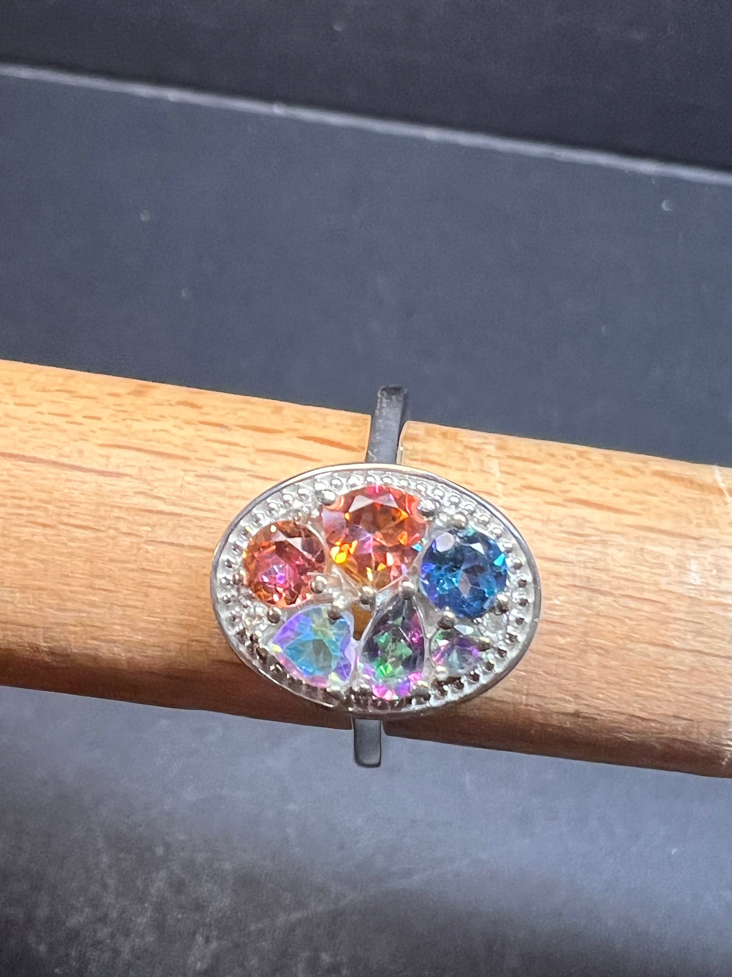 NEW cosmic mystic topaz ring in sterling silver size 8