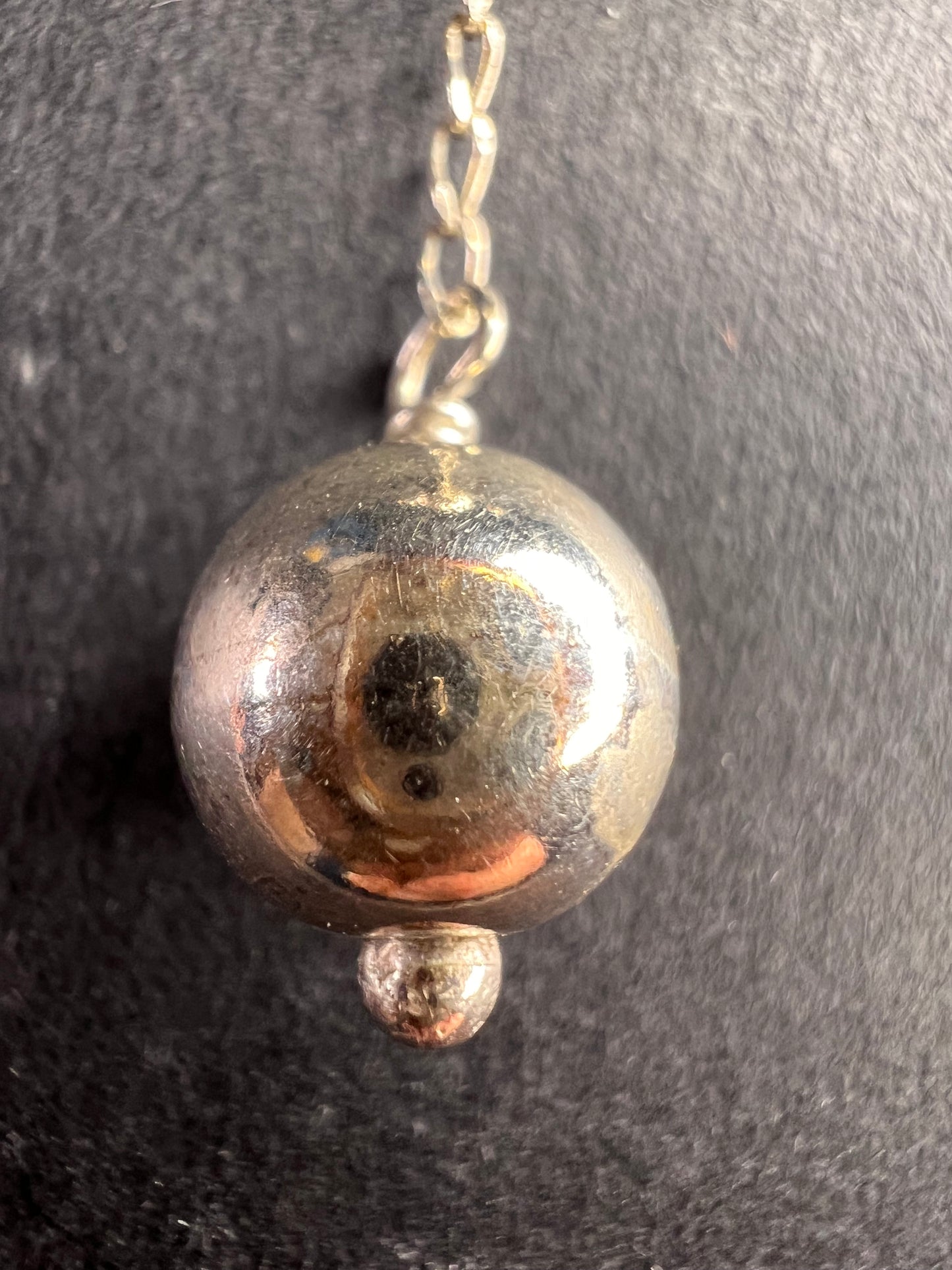 Vintage sterling silver Y drop station ball necklace
