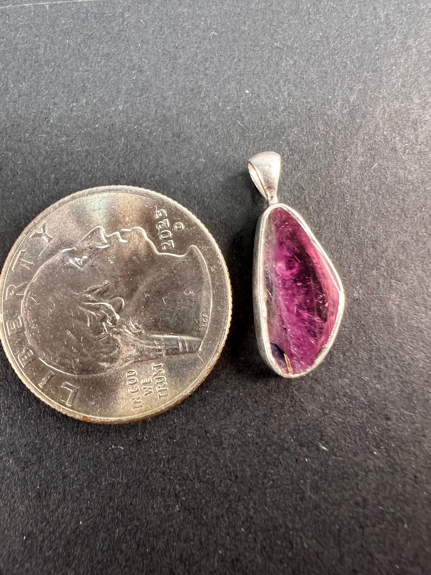 NEW Bi color pink tourmaline sterling silver pendant 1.37 grams