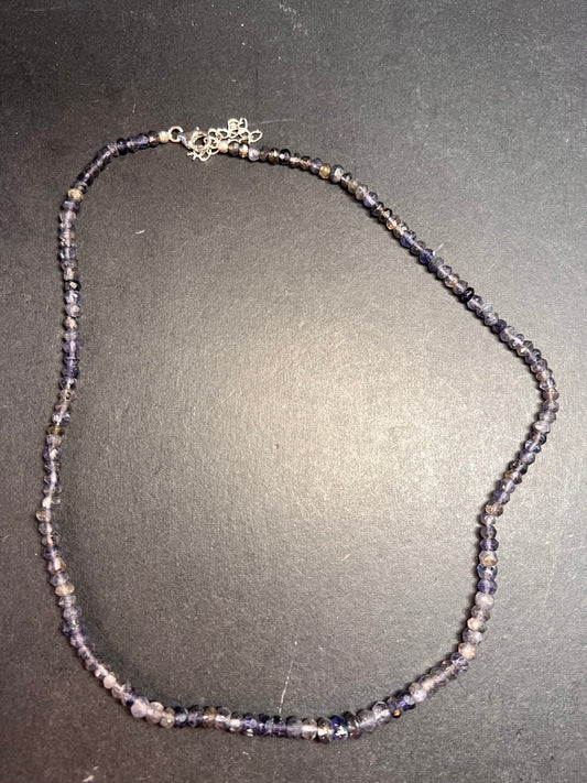 NEW faceted iolite necklace with sterling silver clasp
