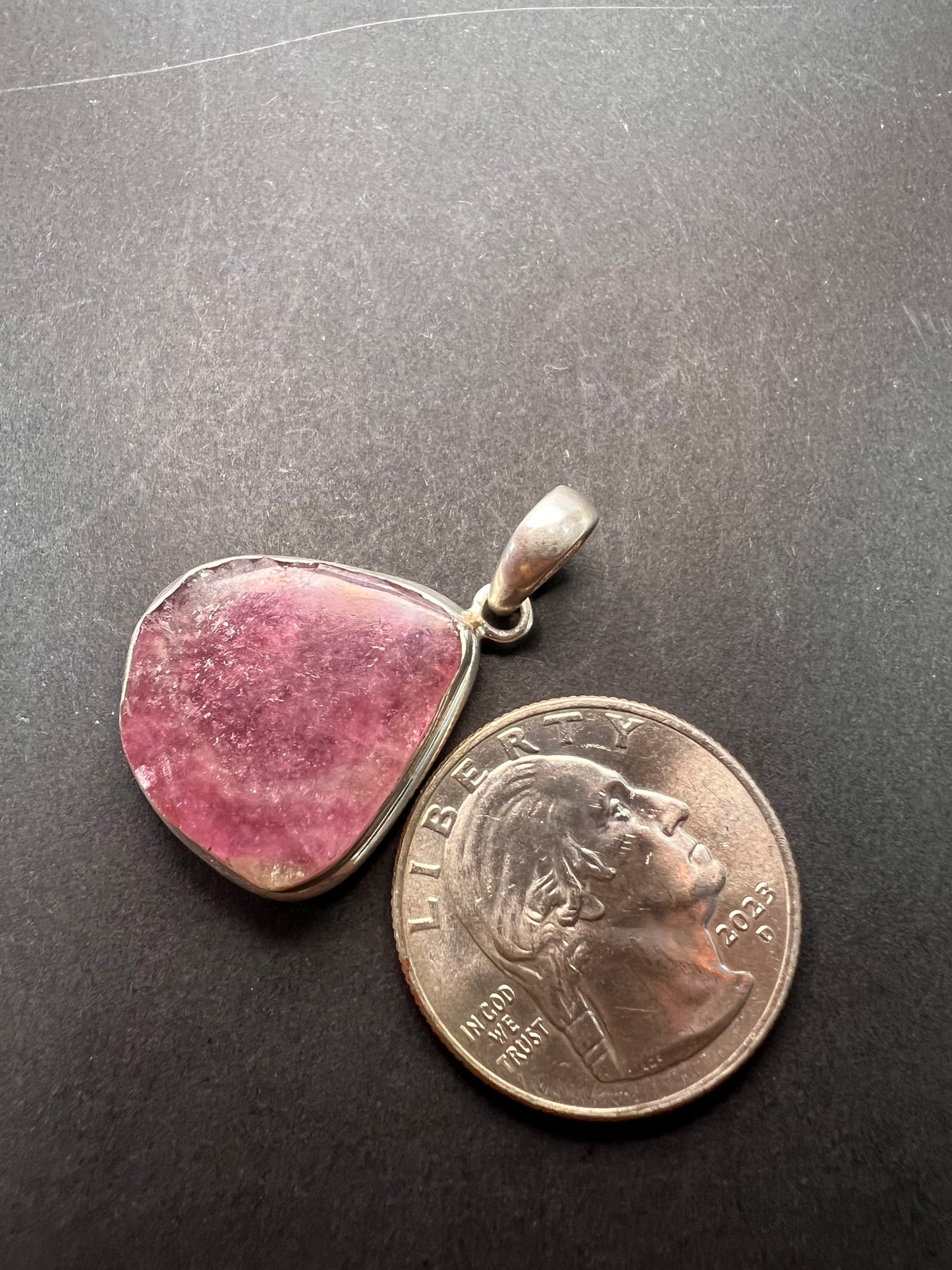 NEW Pink / Tri colored tourmaline sterling silver pendant 4.34 grams