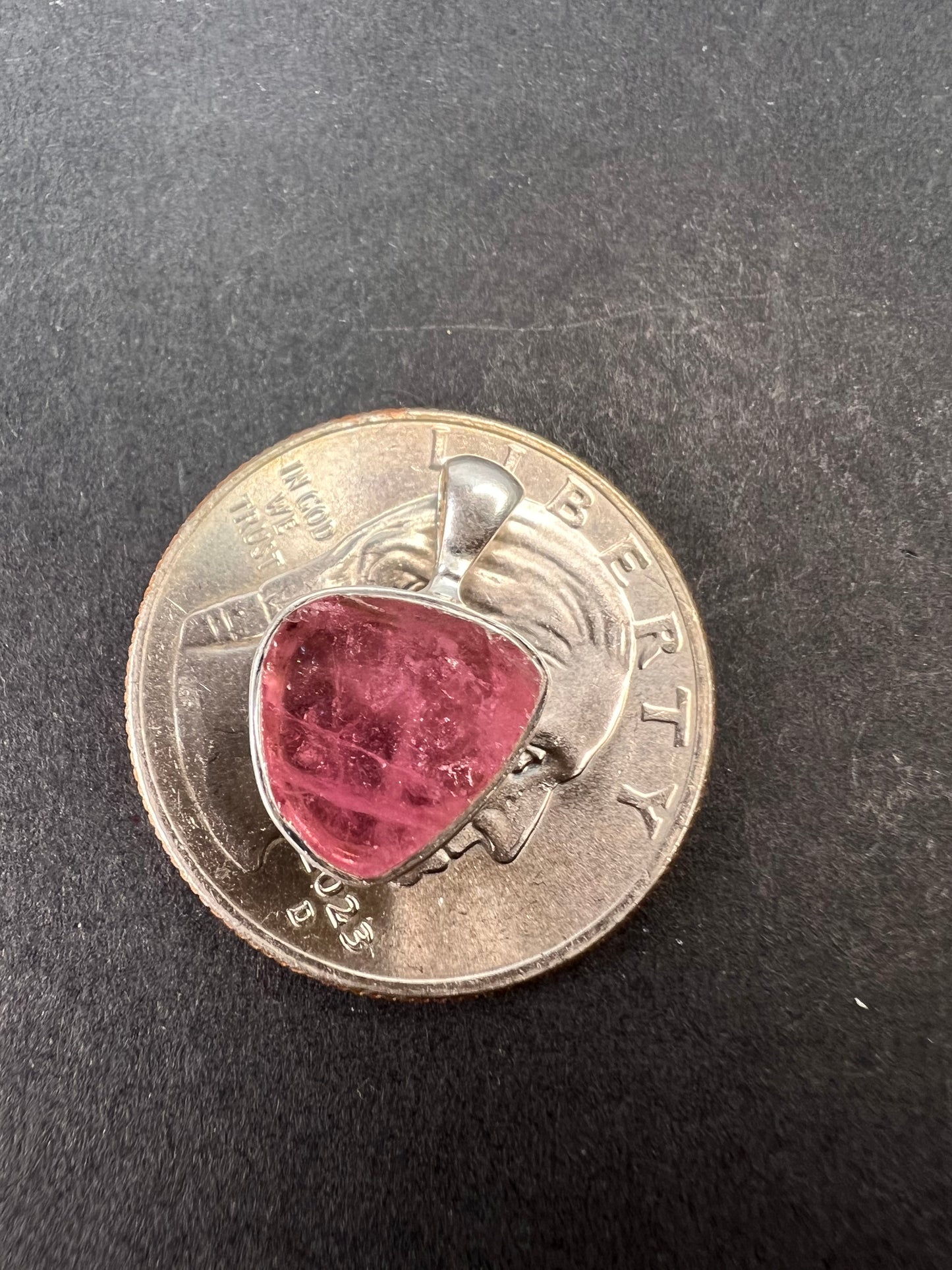 NEW Pink tourmaline sterling silver pendant 1.29 grams