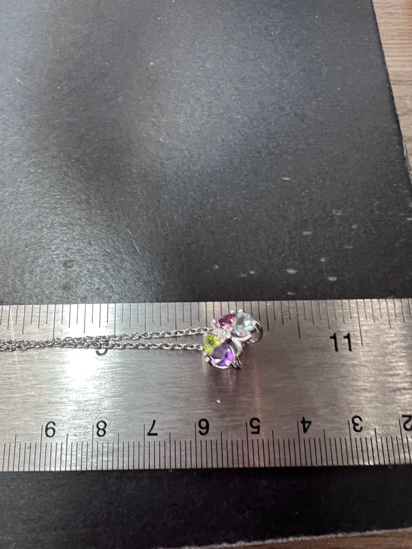 Multi stone butterfly pendant in stainless steel with 18 inch chain *NEW*